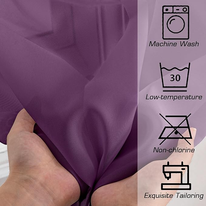 Simplebrand Plum Purple Sheer Curtains 84 Inches Long 2 Panels, Light Filtering Rod Pocket Solid Color Window Sheer Curtain Panels, Elegant Curtains & Drapes for Living Room, Bedroom, 42" W x 84" L