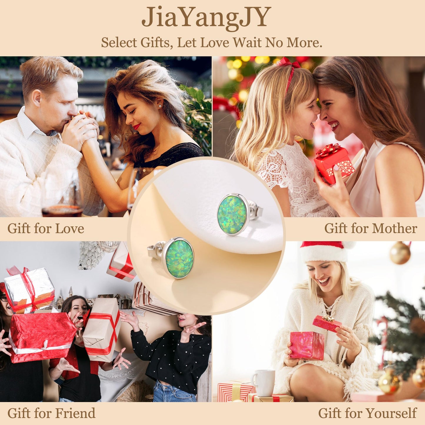 JiayangJY Silver Green Fire Opal Stud Earrings for Women Sterling Silver Oval Shape 5mm Opal Earrings with Push Back