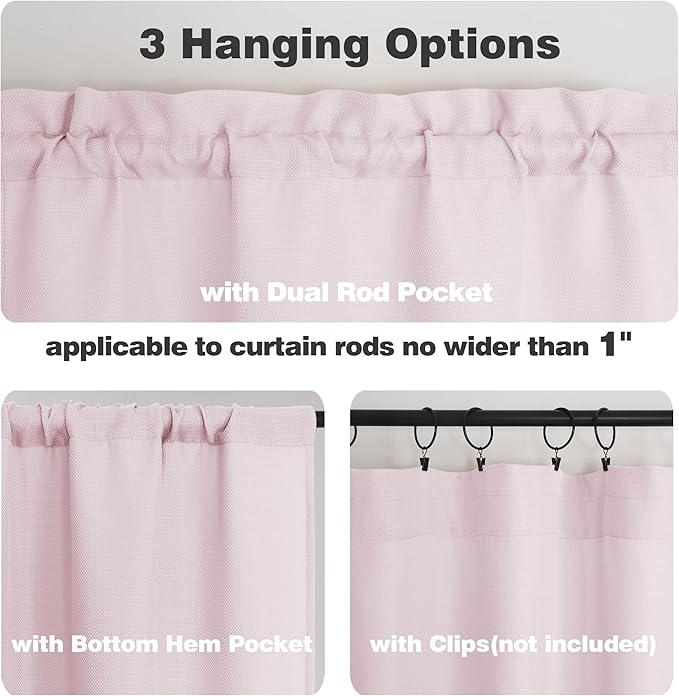 Chyhomenyc Blush Pink Curtains 78 Inch Length 2 Panels Set, Faux Linen Textured Light Filtering Soft Airy Farmhouse Curtain Drapes for Living Room Bedroom, 40Wx78L