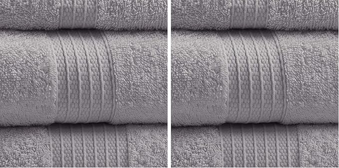 Madison Park Organic 100% Cotton Bathroom Towel Set, Hotel & Spa Quality Highly Absorbent, Quick Dry, Include for Shower, Handwash & Facial Washcloth, Multi-Sizes, Grey (Pack of 2)