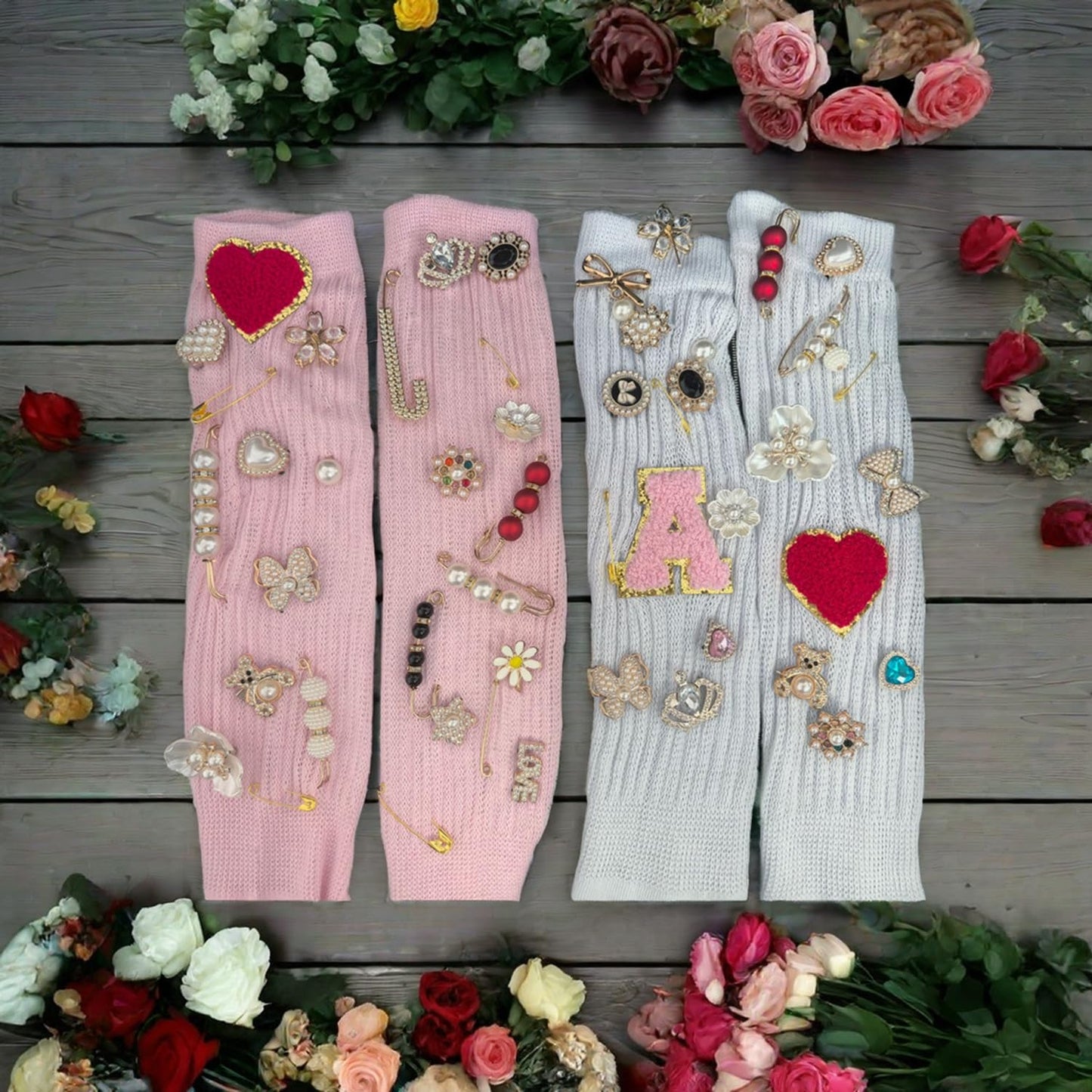 eswala Shoe Charms for Sneakers 100pcs Gold Junk Socks Charms Kit Brooches and Pins for Women DIY Junk Socks Sneaker Charm for Shoes Safety Pin Hats Bling Jewelry Decoration Accessories Bulk