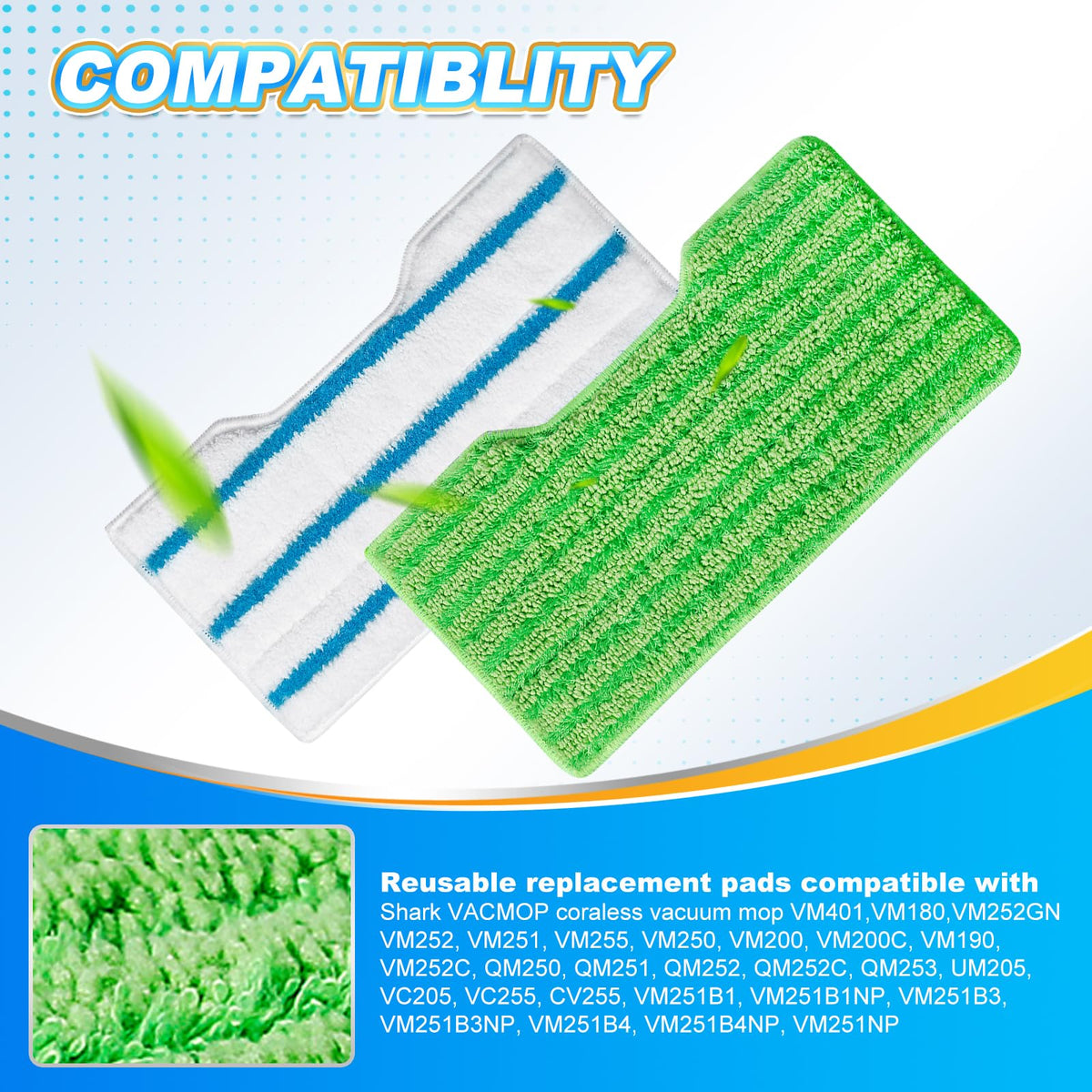 4Pk Mop Pads Compatible with Shark VACMOP VM252 (4 Count)
