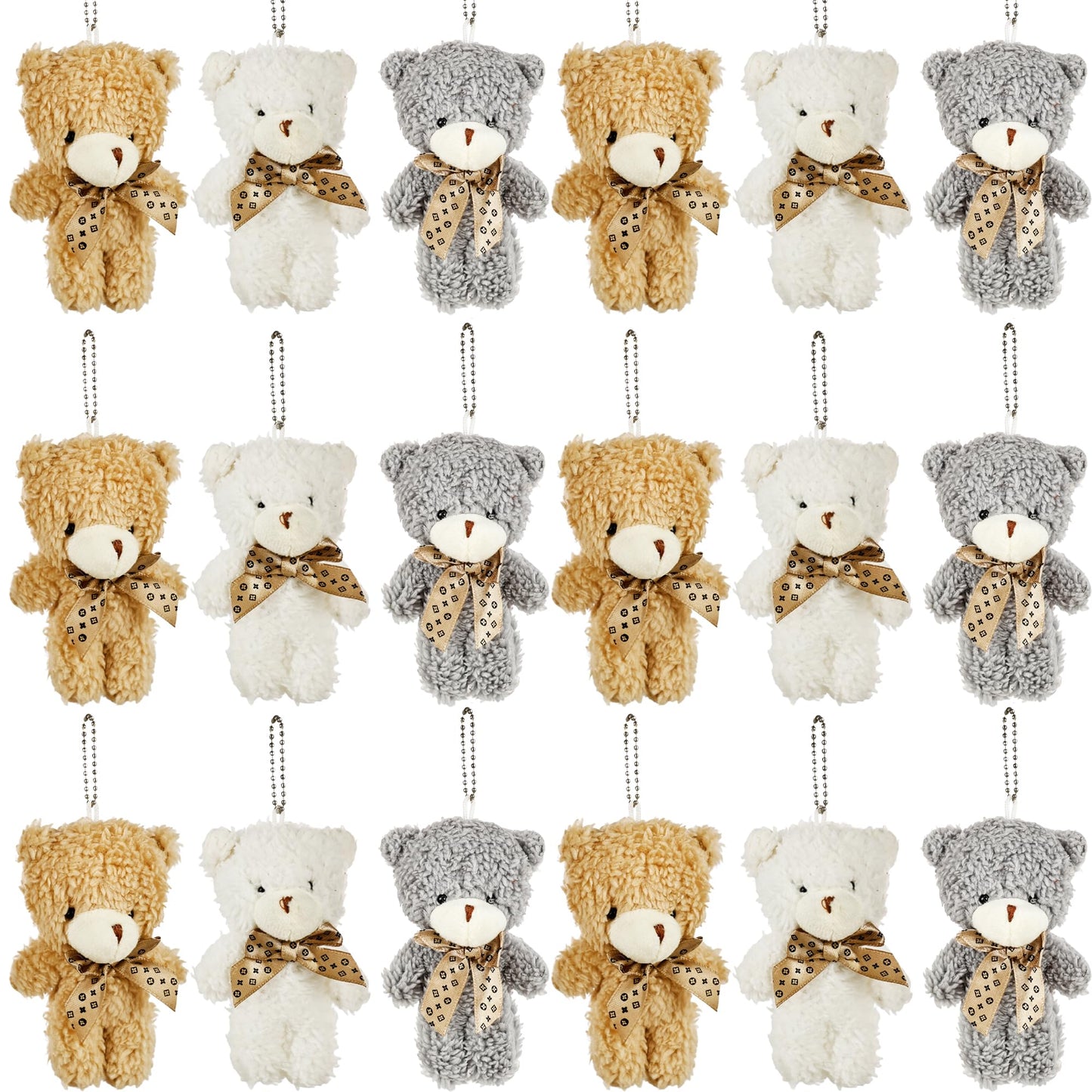 Rcanedny 18 Pcs Mini Plush Teddy Bears 4.72 Inch Soft Stuffed Teddy Bear Small Plush Bear Keychain for DIY Crafts Birthday Valentine's Day Graduation Party Favors