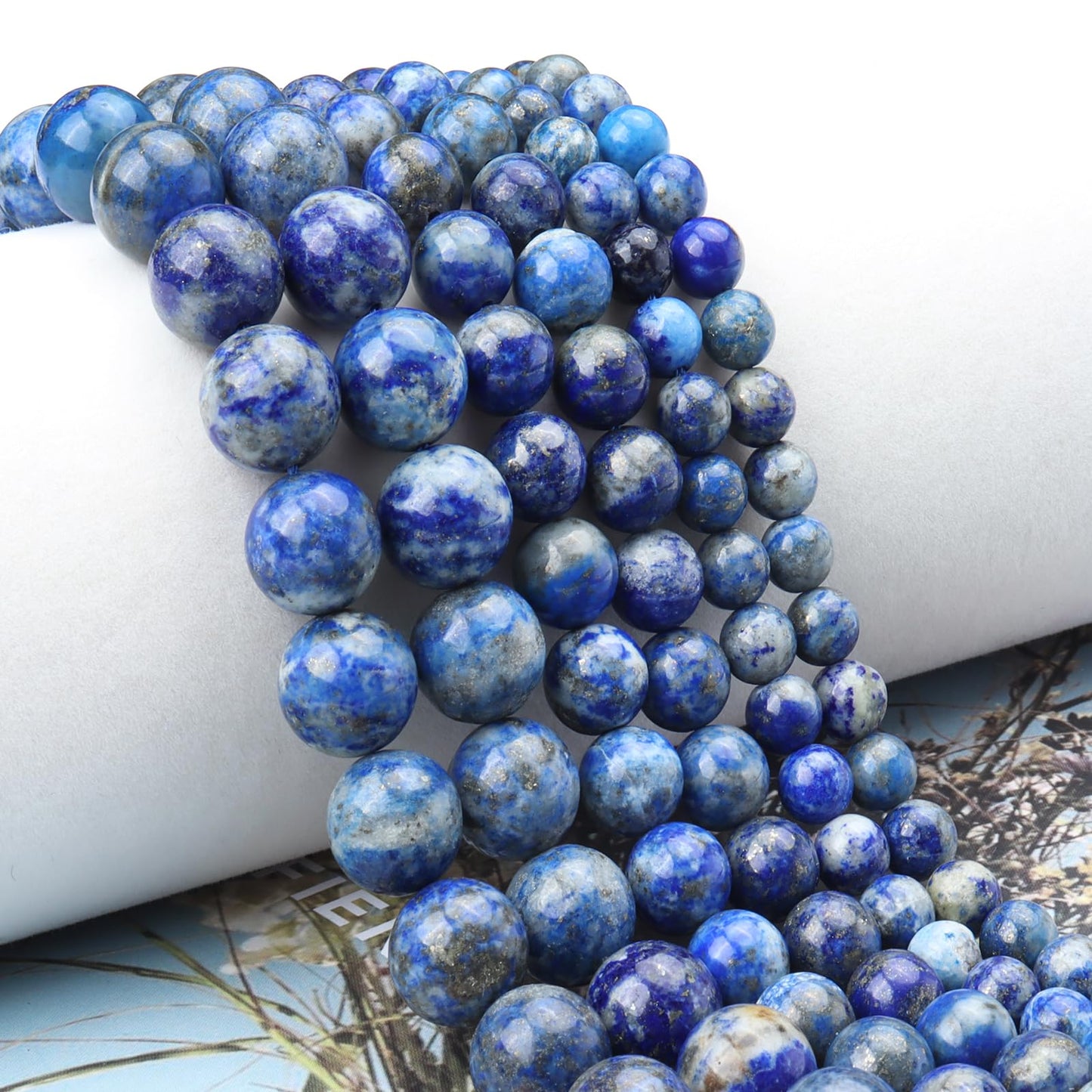 Siomia 45pcs 8mm Natural Lapis Lazuli Gemstone Beads Energy Healing Crystal Round Loose Stone Beads for Jewelry Making, DIY Bracelets Necklaces