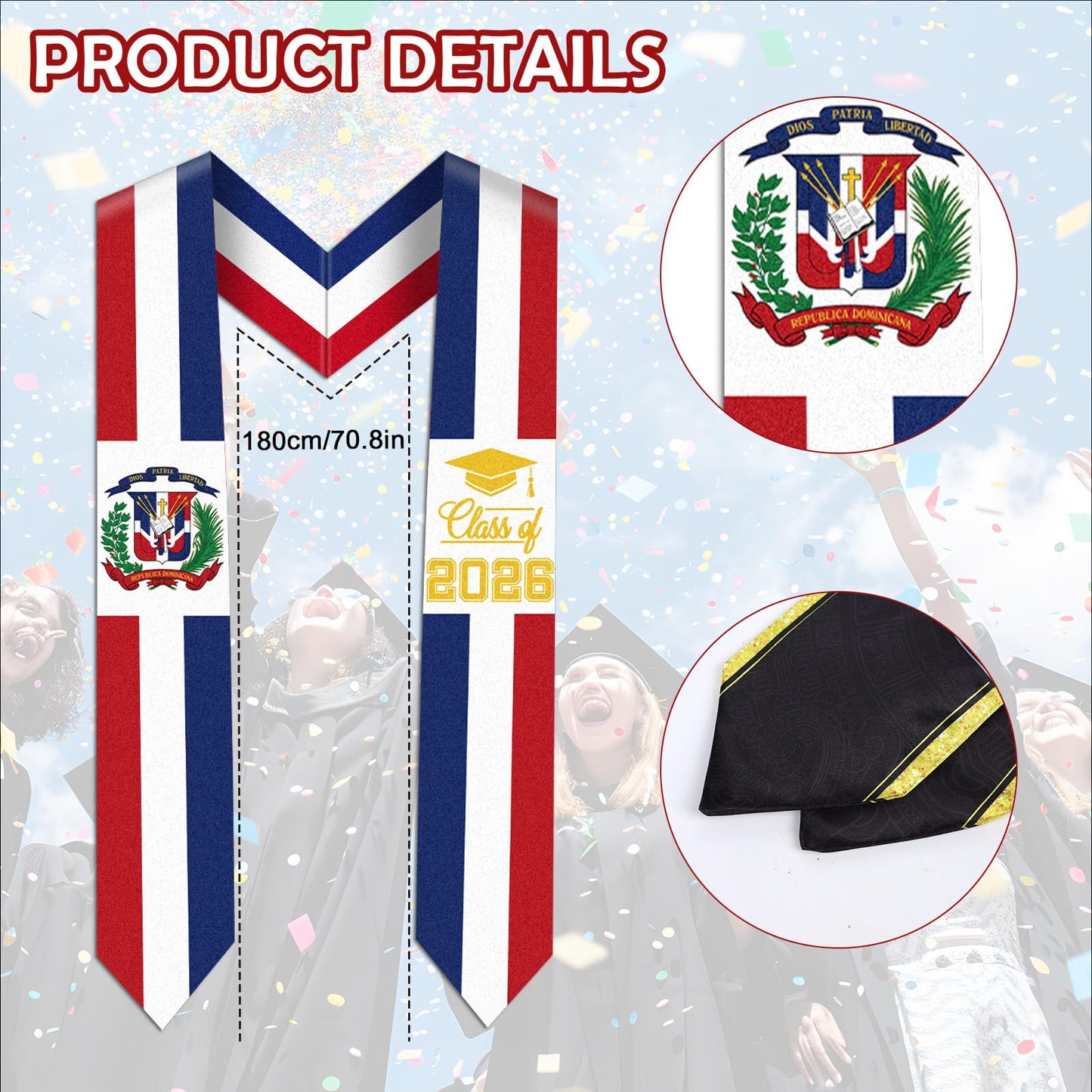 Silkovahamd 2026 Dominican Graduation Stole - Honor Cord, Class of 2026 Design for Dominican Graduates Ceremony Accessory Gifts