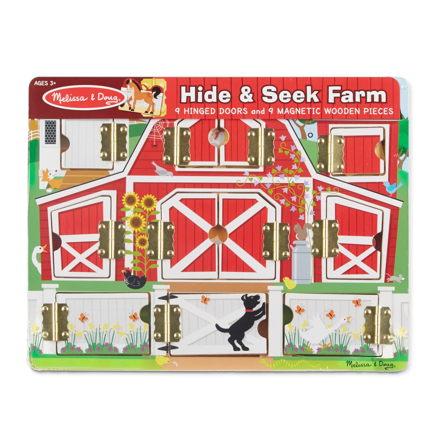 Melissa & Doug Hide and Seek Farm Wooden Activity Board with Barnyard Animal Magnets