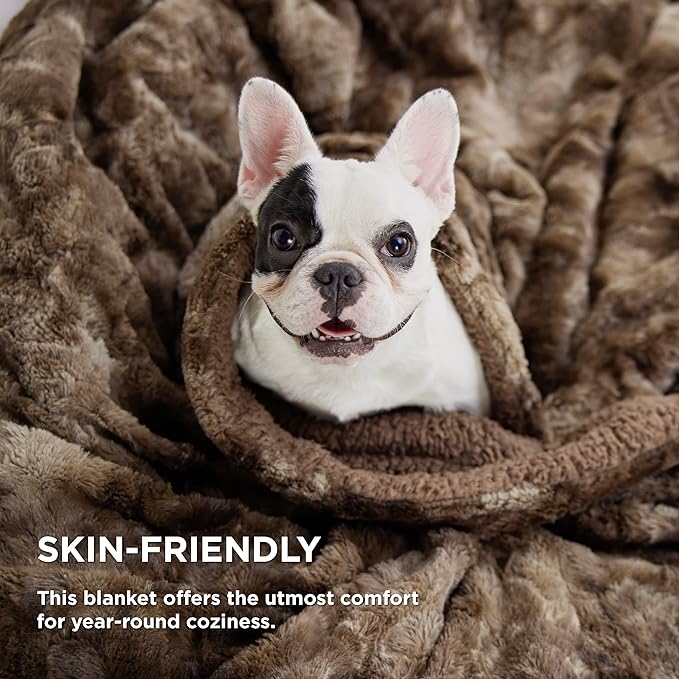 Bedsure Sherpa Blanket Queen Size - Soft, Fuzzy & Fluffy Faux Fur - Warm, Cozy Blanket for Couch, Sofa and Bed, Tie Dye Design, Brown, 90x90 Inches