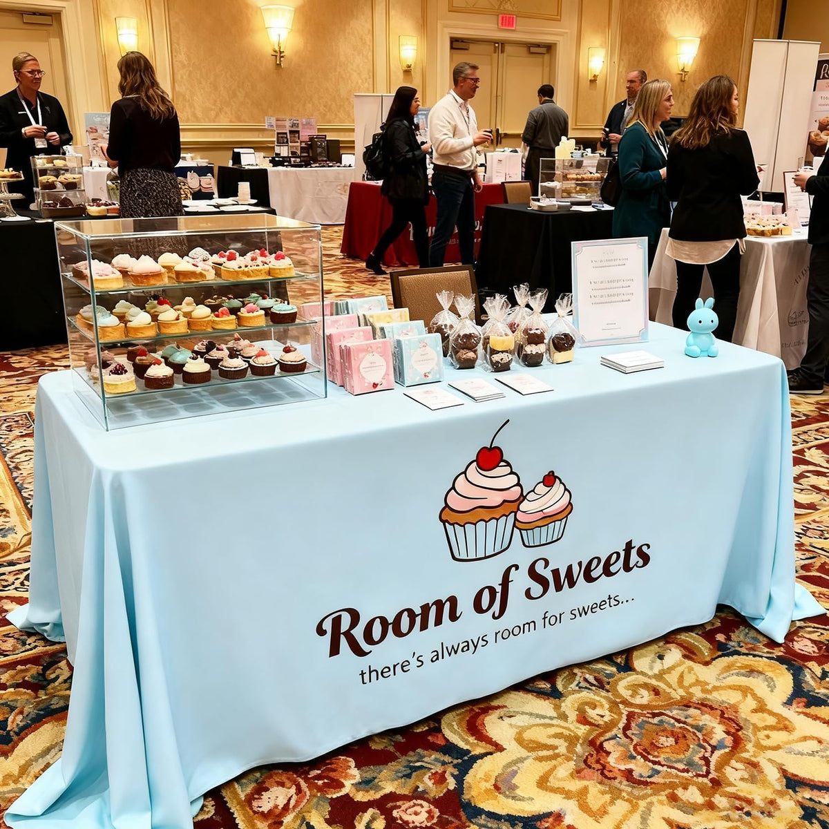 Custom Table Cloth with Business Logo, 4FT 5FT 6FT 8FT 10FT Custom Tablecloth, Custom Table Cover for Tradeshow Events Company School Birthday Wedding Party (8FT Closed Back)