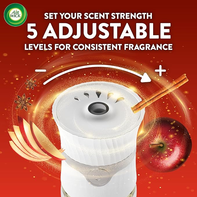 Air Wick Plug In Scented Oil Refill, Infused with Essential Oils, Plug In Air Fresheners for Home, Fall Scent, Fall Décor, Apple Cinnamon Medley, 6 ct