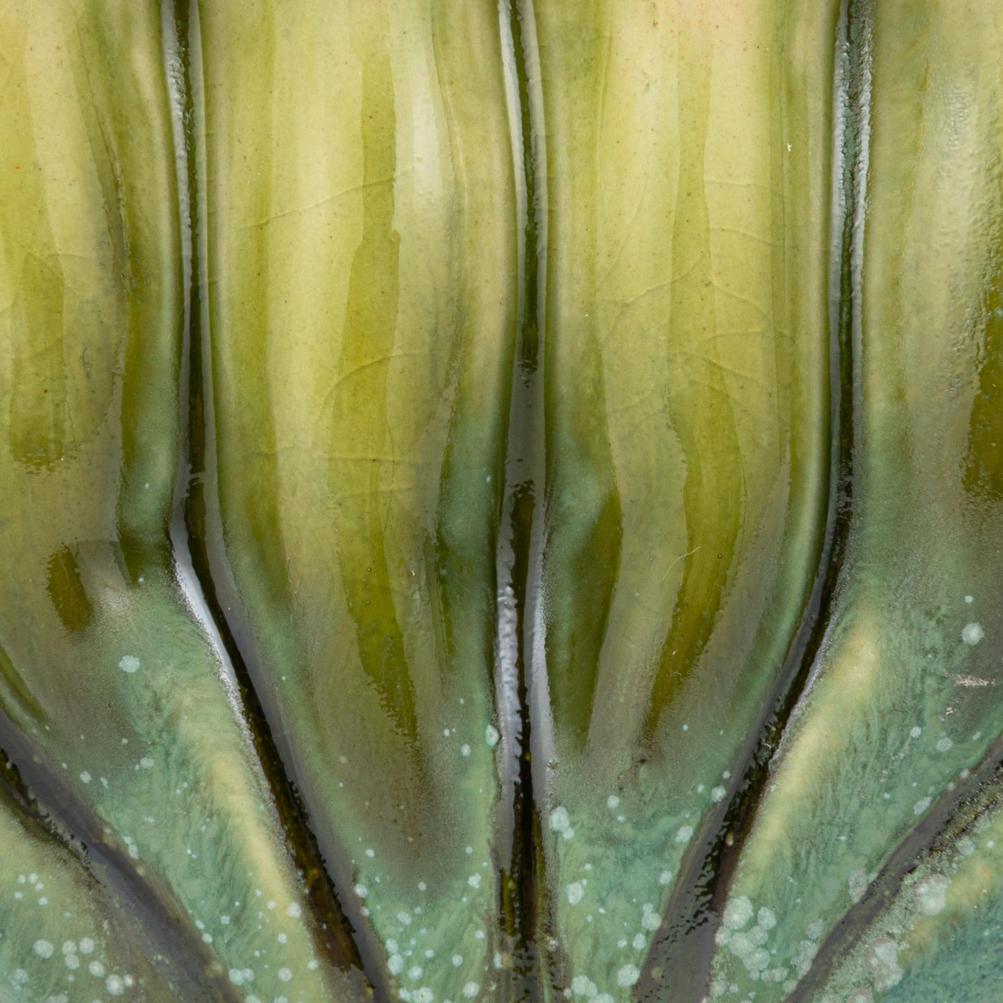 Creative Co-Op Stoneware Sculptural Vase with 6 Sections with Reactive Glaze, Green