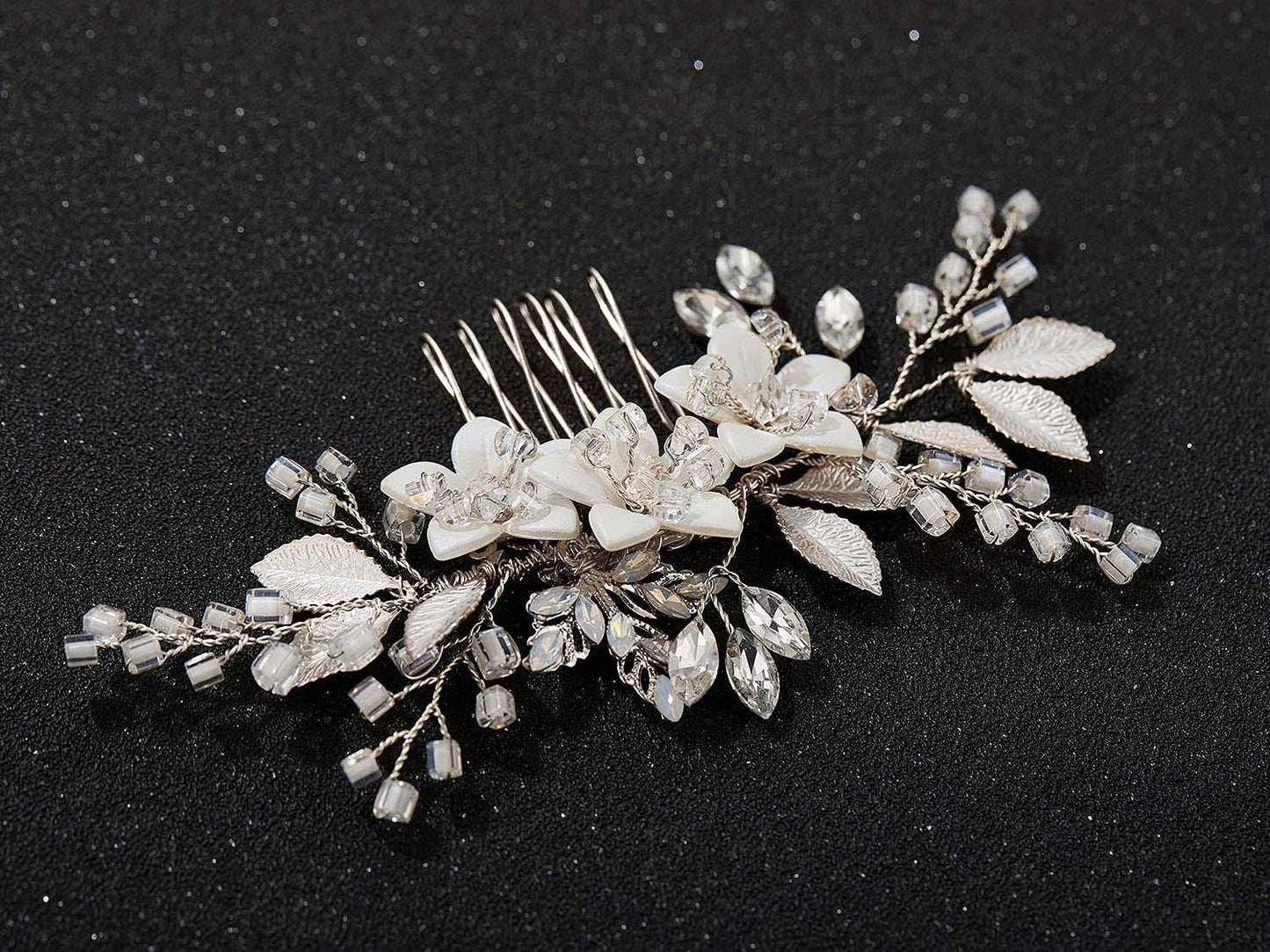 SWEETV Wedding Hair Comb Clip Bridal Crystal Wedding Hair Accessories for Brides and Bridesmaid, Silver