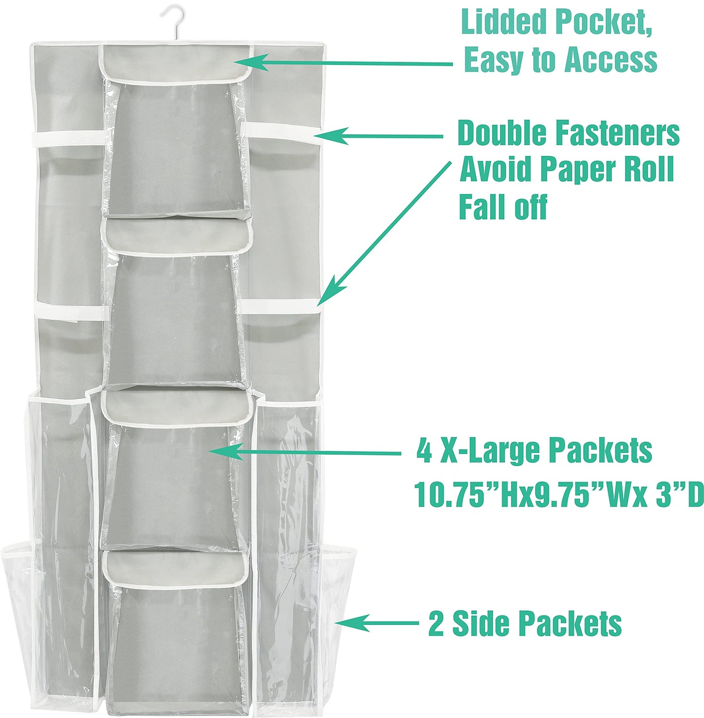 Simple Houseware Double-Sided Hanging Gift Wrap Organizer Storage Pockets, Gray (Set of 1)