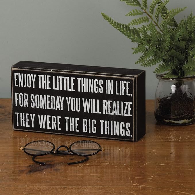 Primitives by Kathy 15861 Classic Box Sign, 8 x 4-Inches, Enjoy The Little Things