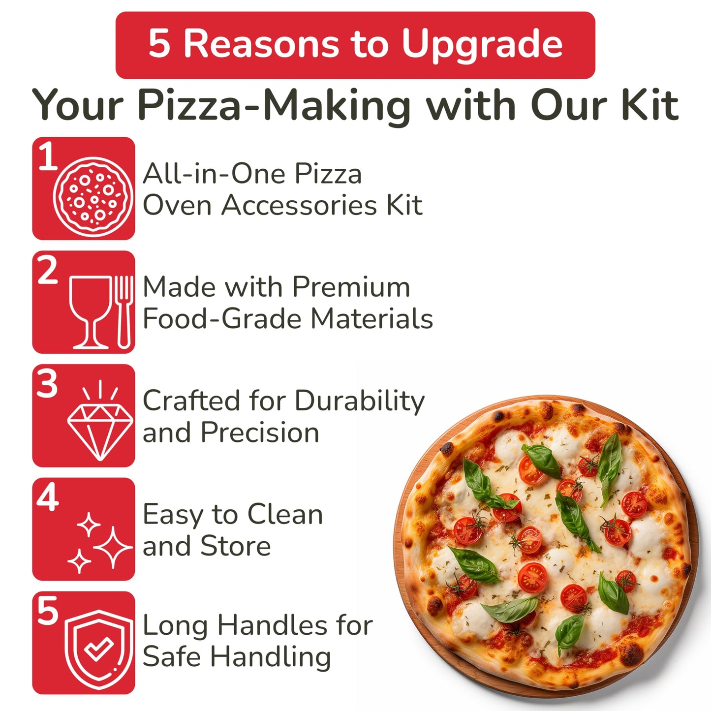 Senwosa Premium Pizza Oven Accessories Kit - 6-Piece Set for Home Pizza Making: Includes Pizza Peel, Oven Brush, Bubble Popper Turner, Rocker Cutter, Dough Roller & Scraper