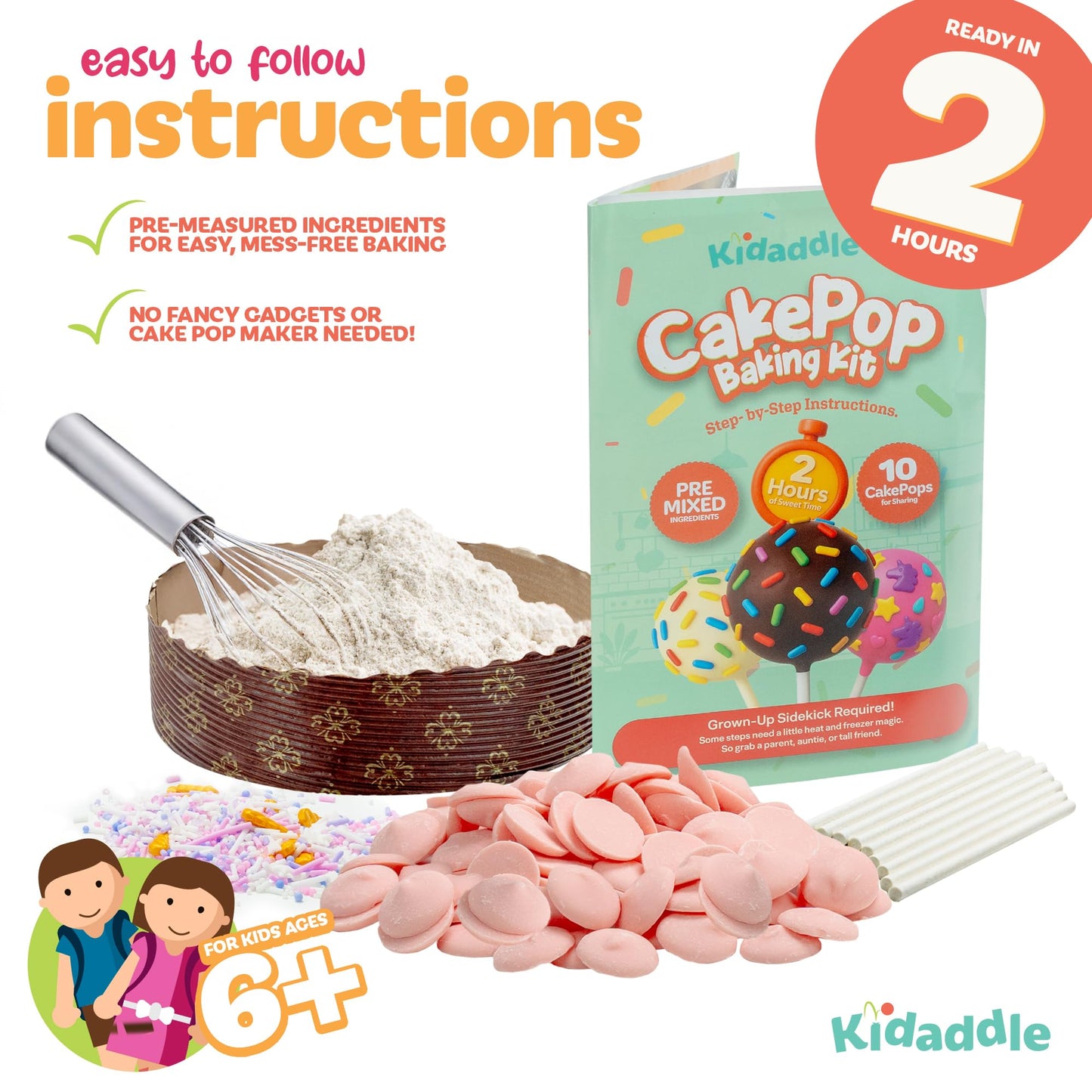 Kidaddle DIY Cake Pop Kit – Unicorn | Baking Kit with Premeasured Ingredients, Decorating Supplies | Made in USA | Certified Kosher | Christmas Gift