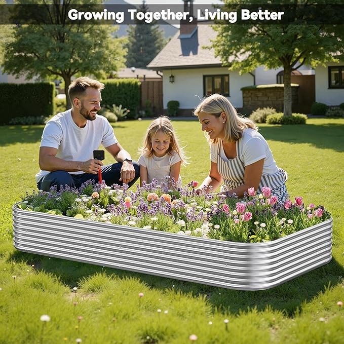 3 Pack Corrugated Galvanized Steel Raised Garden Bed Outdoor, Metal Above Ground Garden Bed for Vegetables and Flowers, Raised Beds for Gardening-3x2FT