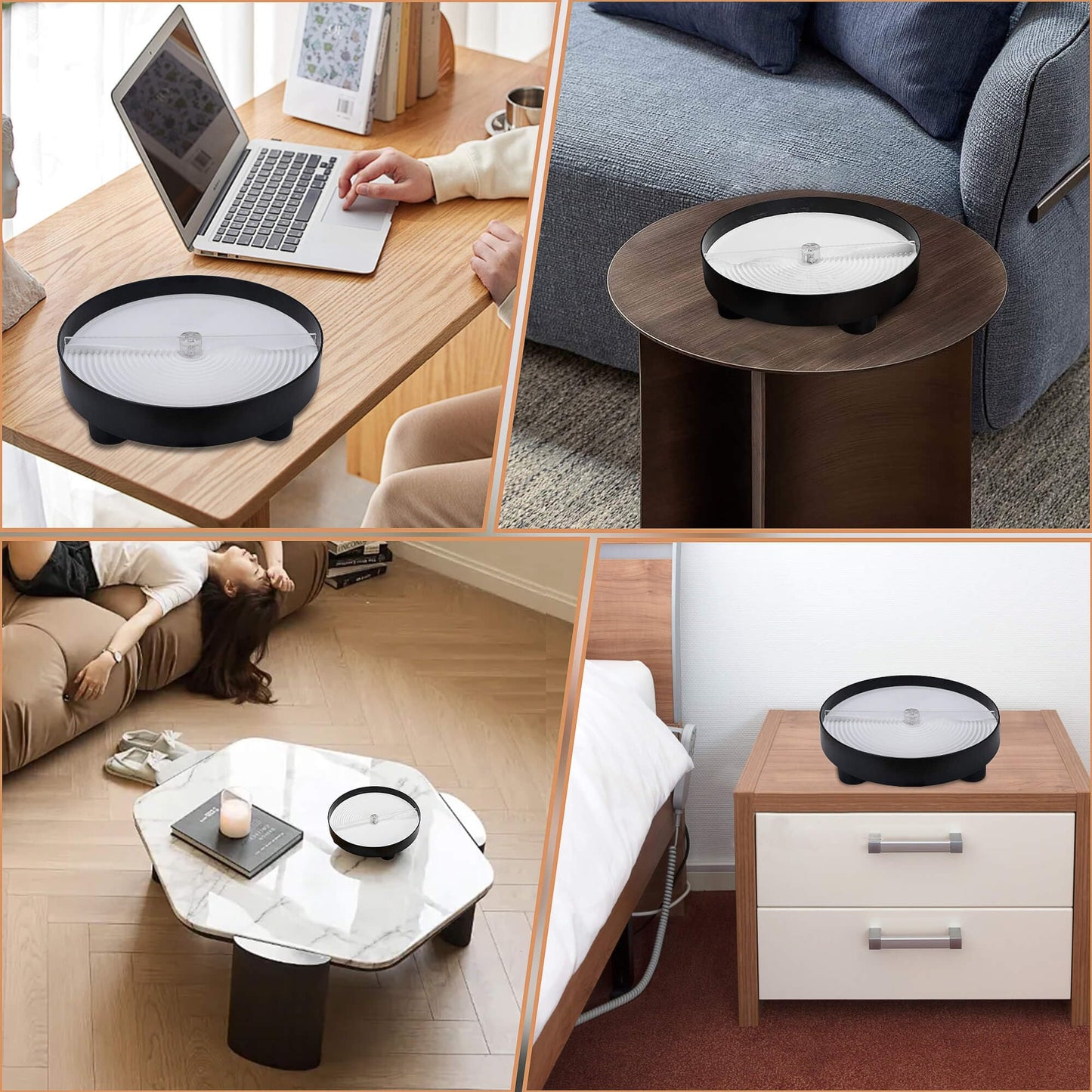 NAMAII 11.5" Automatic Garden Zen Self Rotating Sandscrape Tray, Mindfulness Meditation Stress Relied Therapy Sand Tray for Home Office Desk Decor
