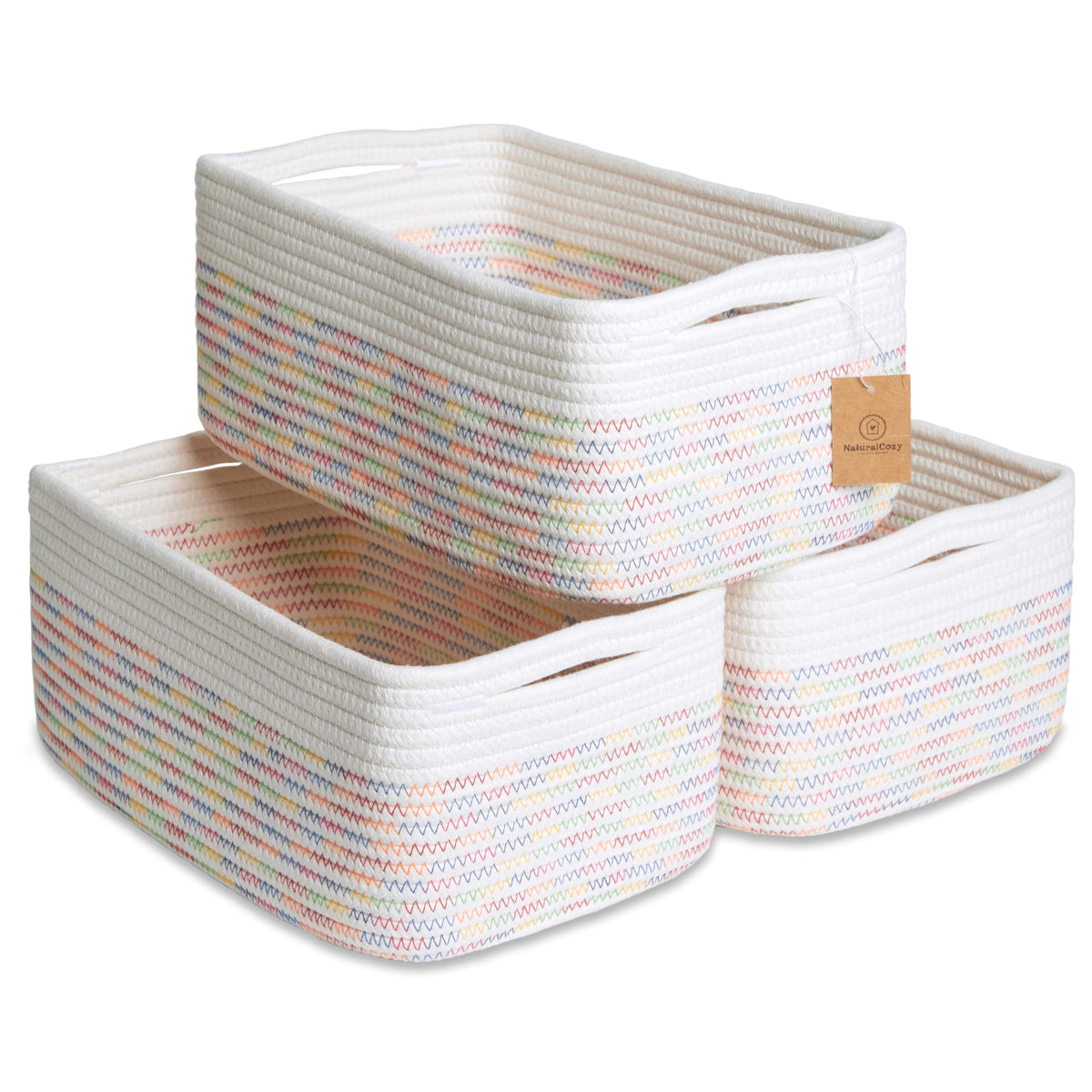 13.5”x8.5”x5.5” Rectangle Storage Baskets for Shelves 3 Pack (3 Count)
