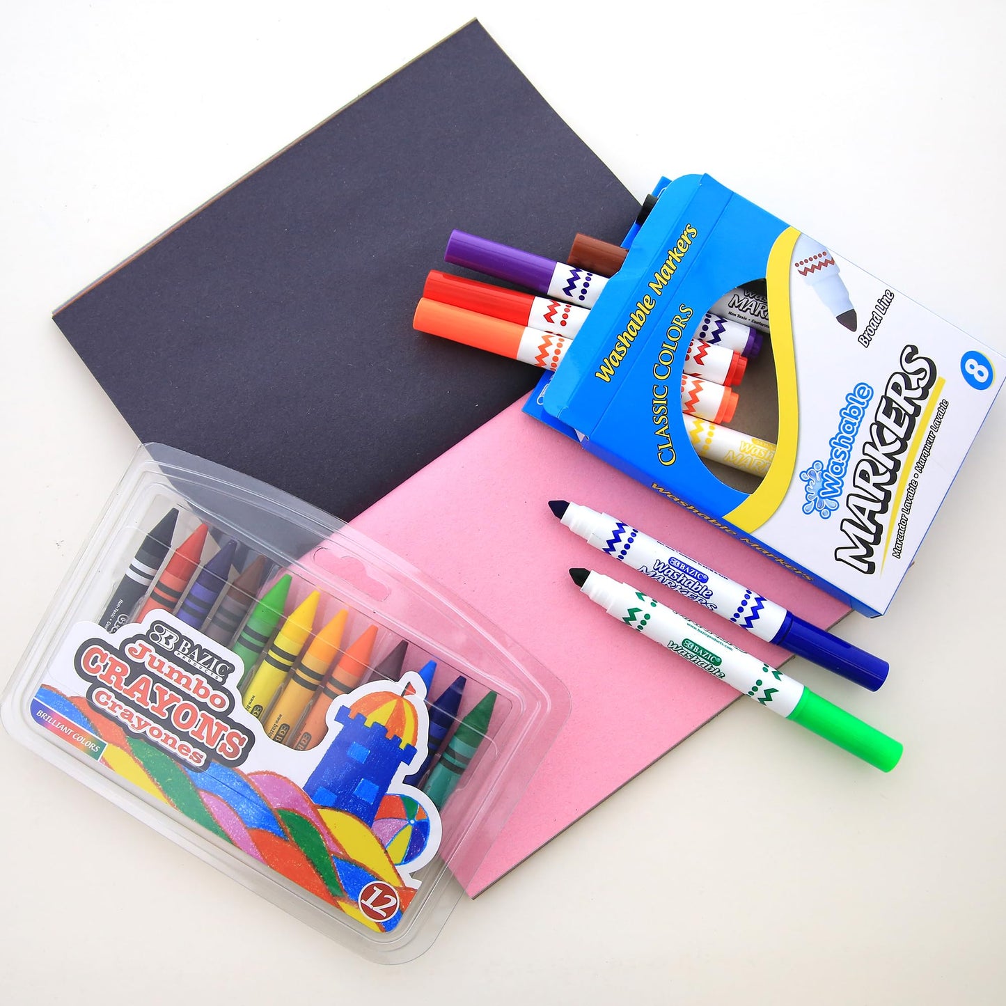 BAZIC PRODUCTS Primary School Supply Kit, 57-count Student Set for Kindergarten and Elementary Students Grades K–6, Complete School Supplies With Fully Organized Supply Box, 1-pack