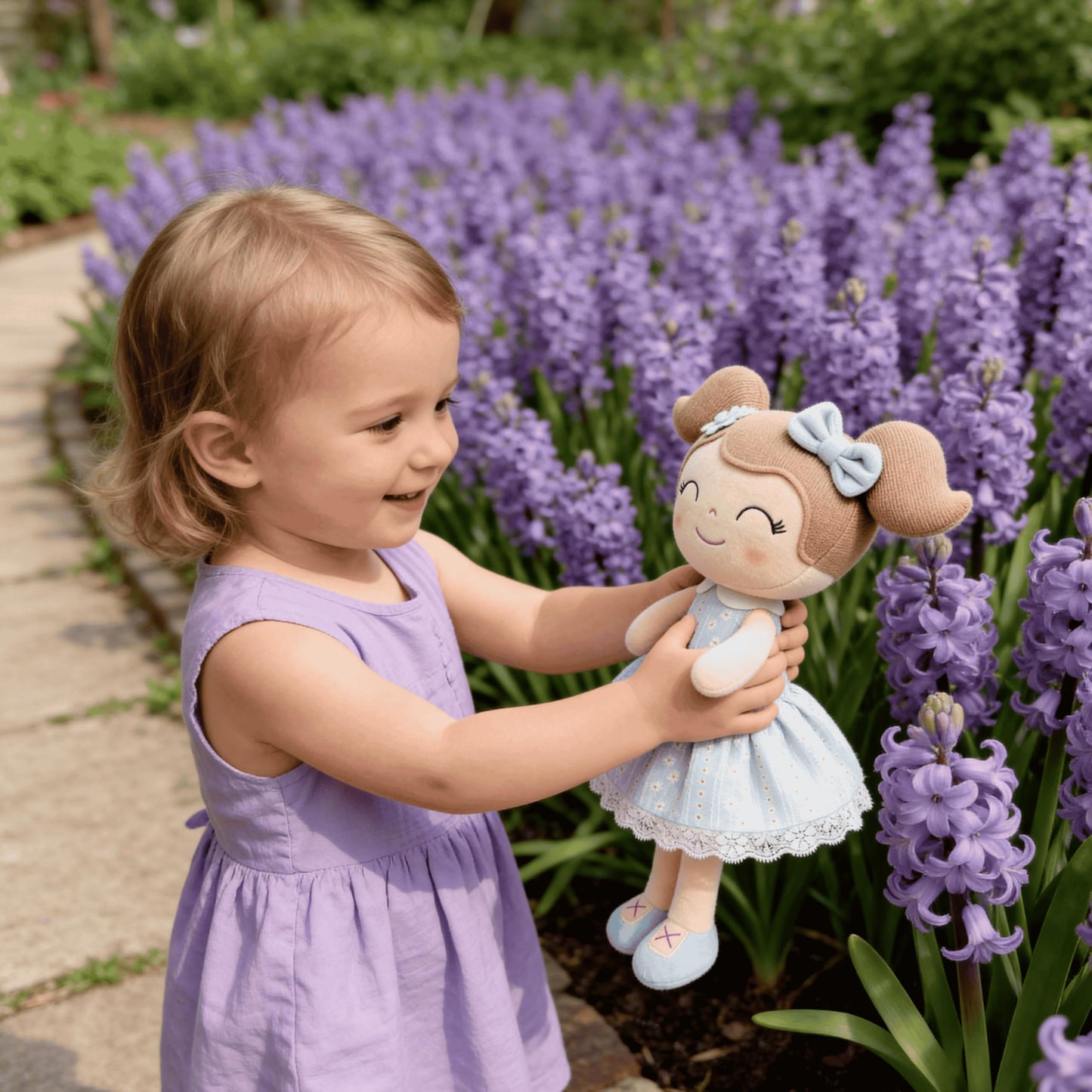 Gloveleya Baby Doll Girl Gifts Cloth Dolls Plush Toy Light Blue