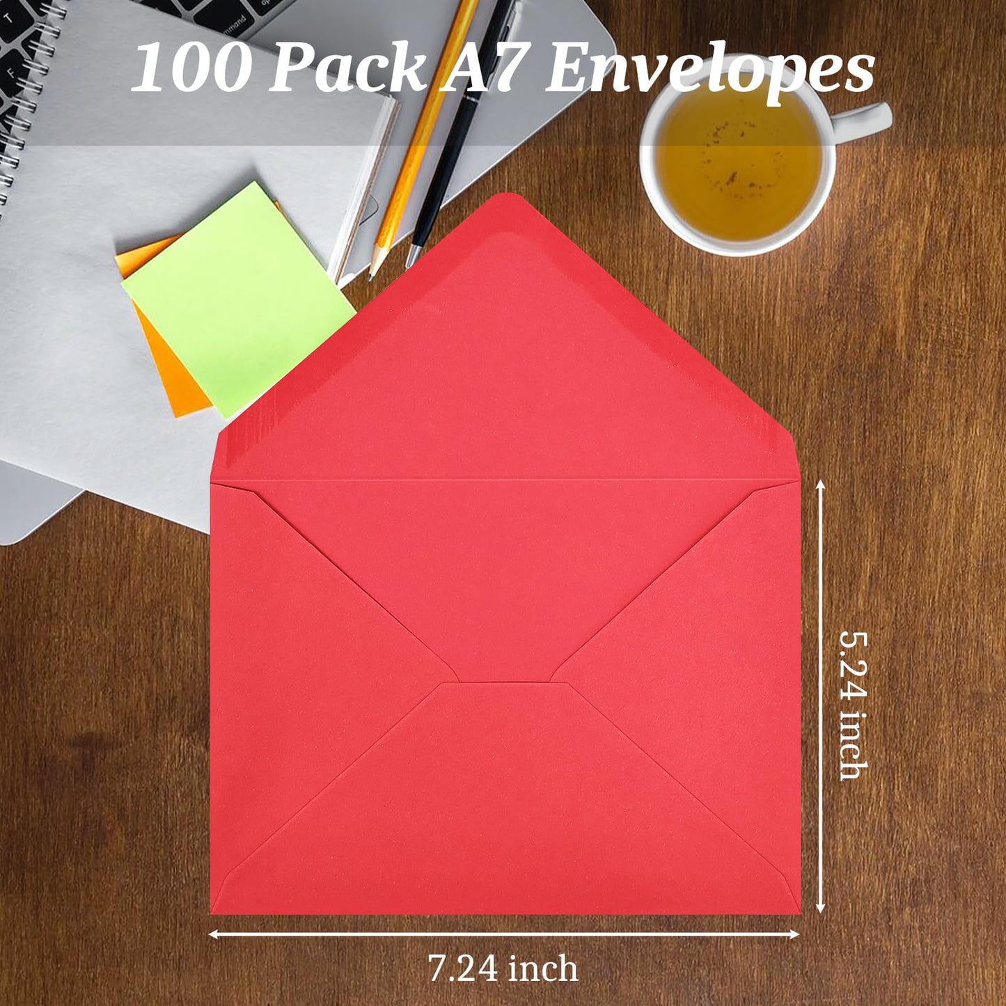 LIKAJON 100 Pack Christmas A7 Envelopes, Red and Dark Green Greeting Card Envelopes Self Seal, 5.24 x 7.24 in Envelopes for Birthday Graduation Wedding Xmas Holiday