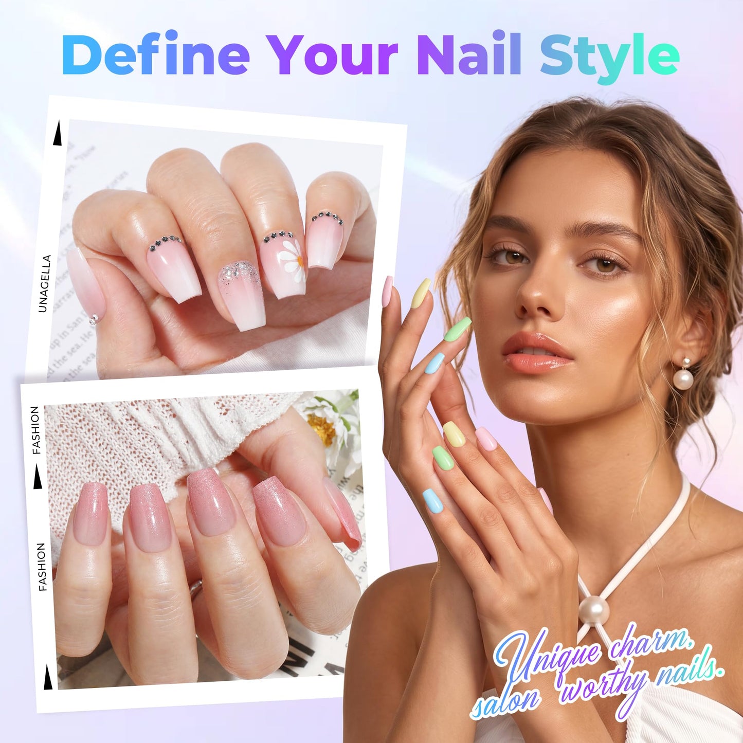 UNA GELLA Short Coffin Nail Tips: 450PCS Fake Acrylic Gel Nail Tips 15 Sizes Soft Clear Pre-Etched Nails Extension Full Cover Coffin Press On Nails Home DIY Salon