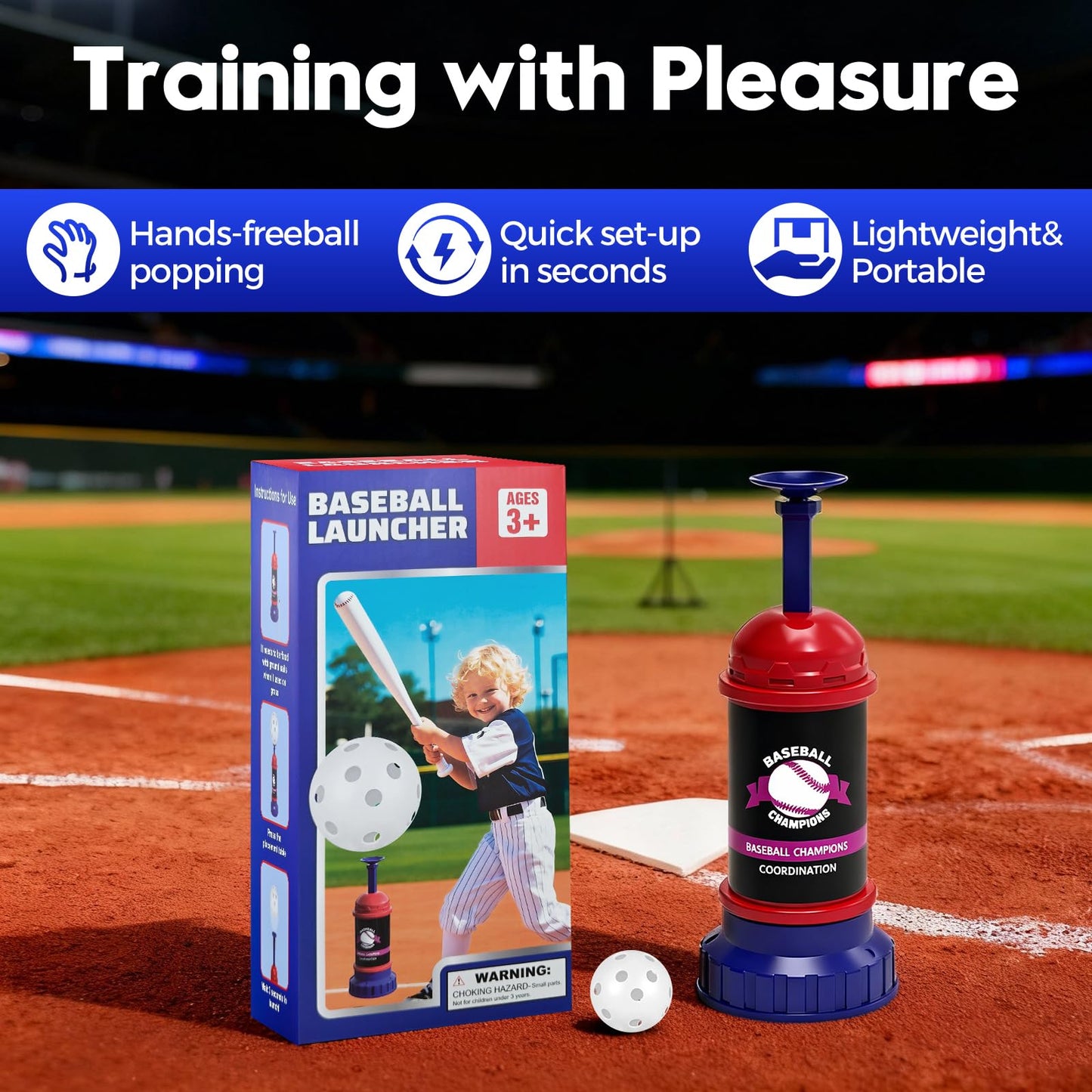Tulywood Baseball Training Tee Ball Popper,Pop Up Baseball Trainer,Hitting Tee for Perfect Swings,Batting Machine for Practicing Hitting Without a Pitcher