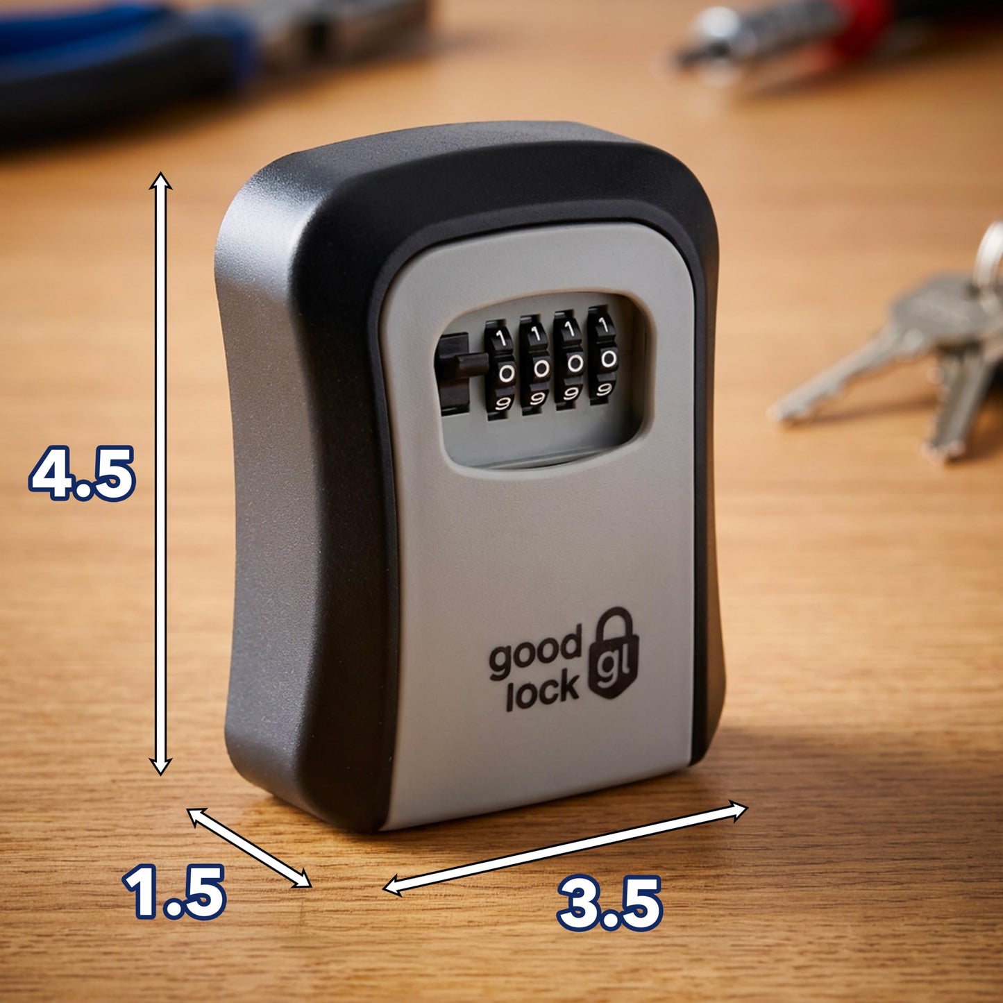 Good Lock Portable Key Storage Box - Lightweight & Durable Plastic Combination Lockbox - 4-Digit Code Security Lockbox for House Keys, Realtors, Airbnb & Contractors - Gray/Black (1)