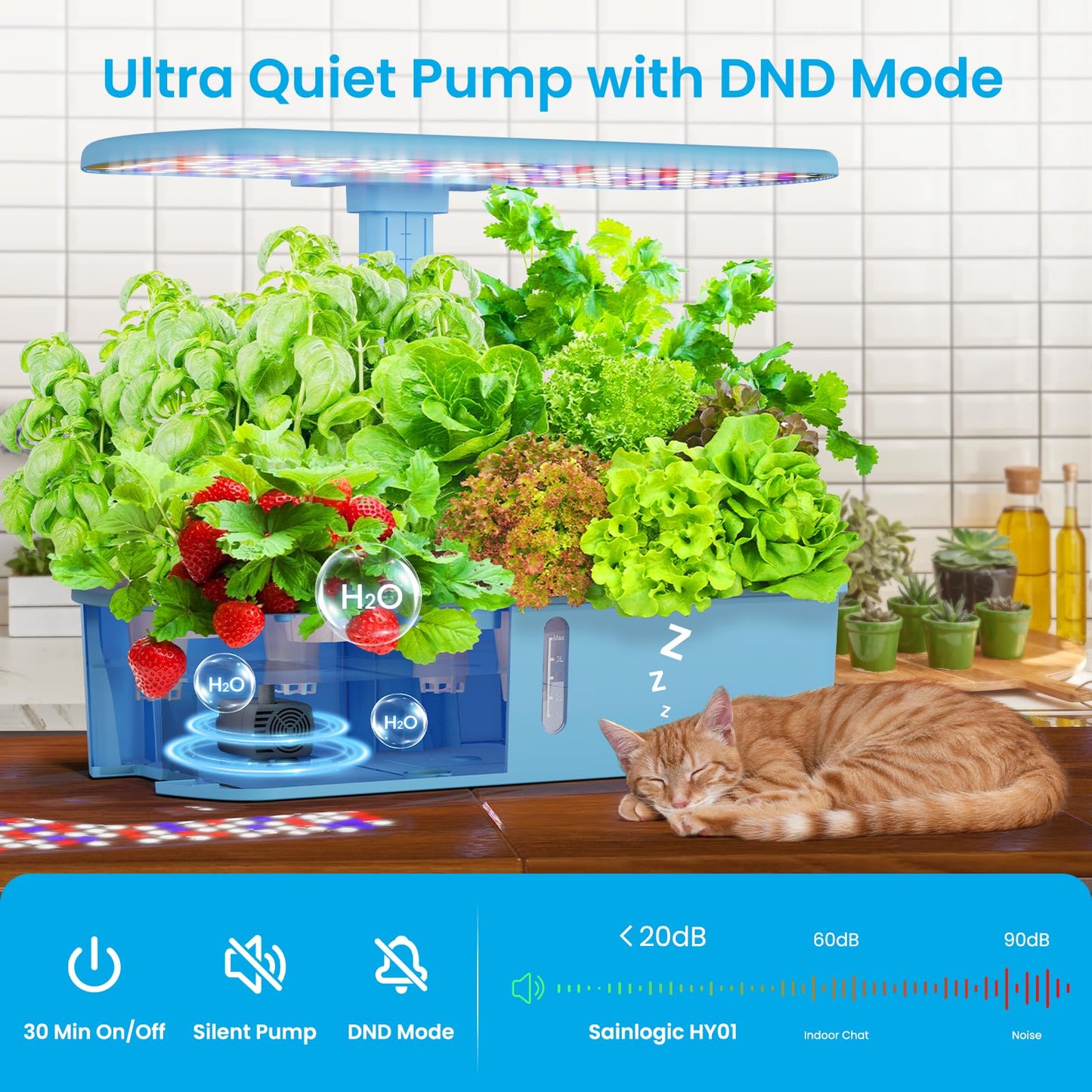 Sainlogic Hydroponics Growing System Kit, 12 Pods Watering Planter, Smart Indoor Garden with APP & WiFi Connected, 5 X Growth with 24W LED, Quiet Pump, for Vegetables, Herbs and Flowers