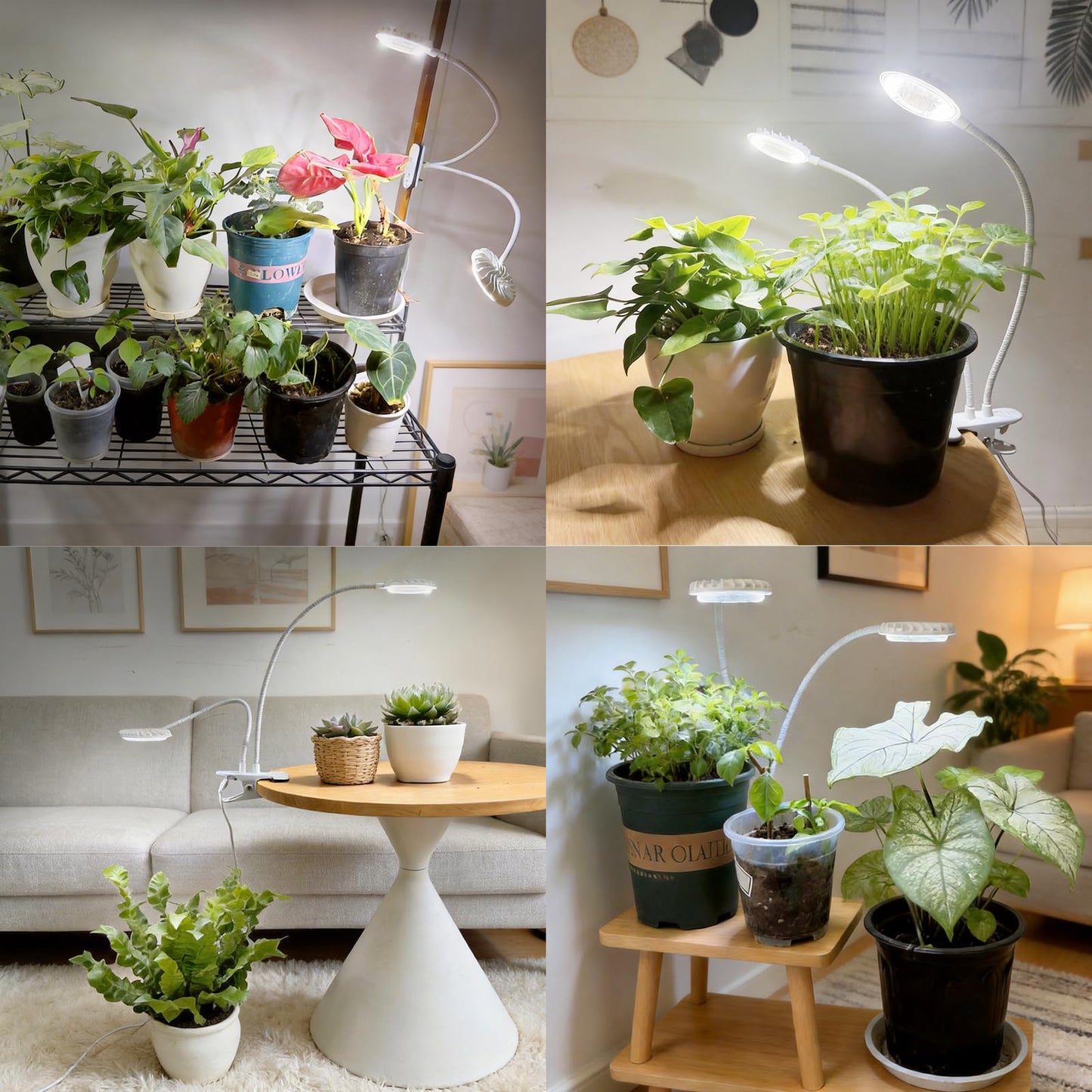 Dual Head Clip Plant Grow Light with Timer, 22W Full Spectrum Adjustable Light, 3/6/12H Auto On/Off, 10 Dimmable Levels, Flexible Gooseneck for Indoor Plants