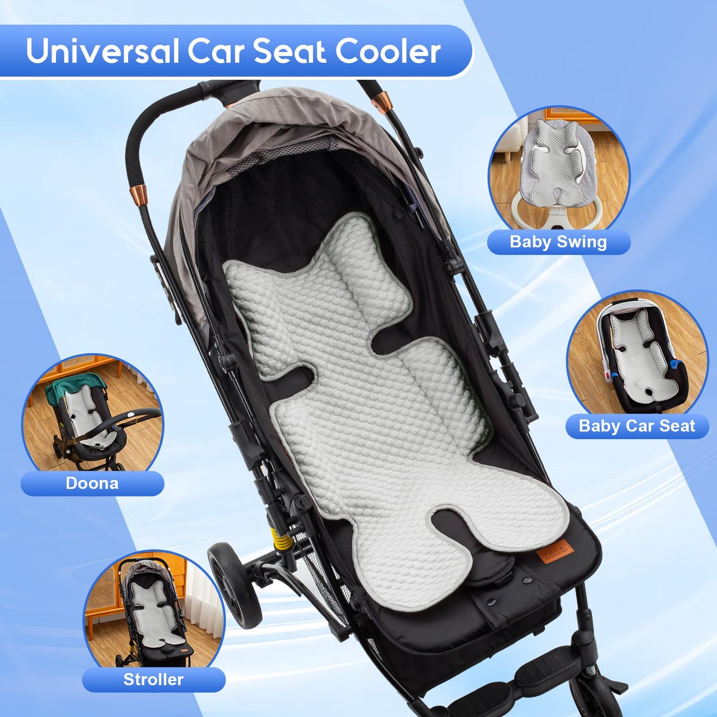 Kaseeous Car Seat Cooling Pad for Baby, Mink Dot Car Seat Cooler Mat for Girls Boys, Stroller Cooling Pad with 3D Breathable Mesh, Multifunctional Infant Carseat Cooling Insert Liner for Summer