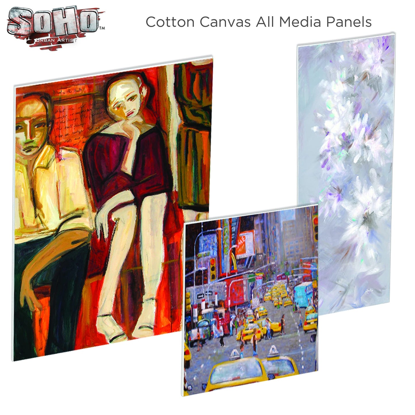SoHo Artist Cotton Canvas All Media Panels - 14x18-3 Pack of Double Primed Cotton Acid-Free Panels Bonded Canvases for Paintings, Artwork and More