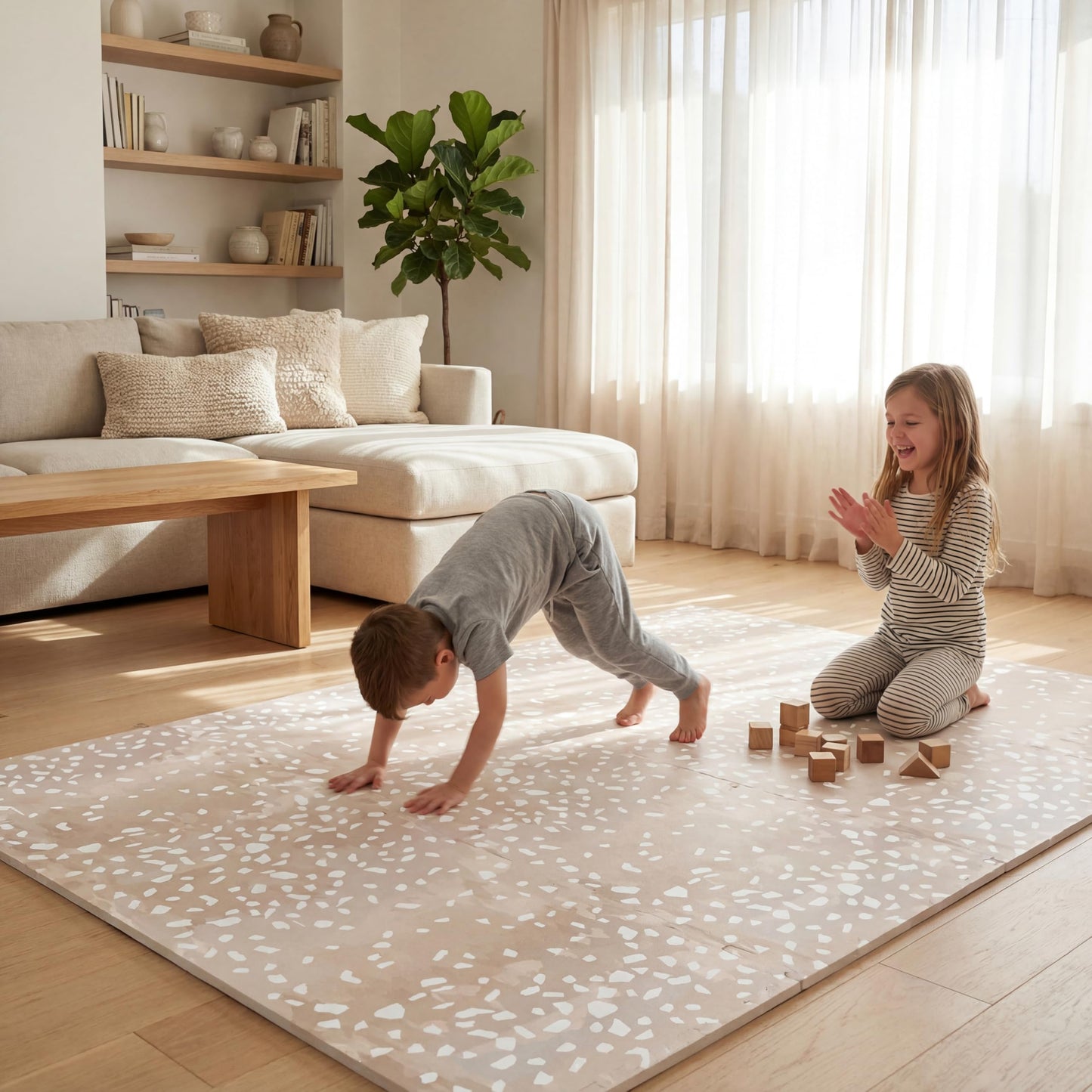 Premium Soft Foam Baby Play Mat 5.5 x 3.9 ft, Easy to Clean, 0.5” Thick – Modern Terrazzo Design for Playrooms and Home Décor