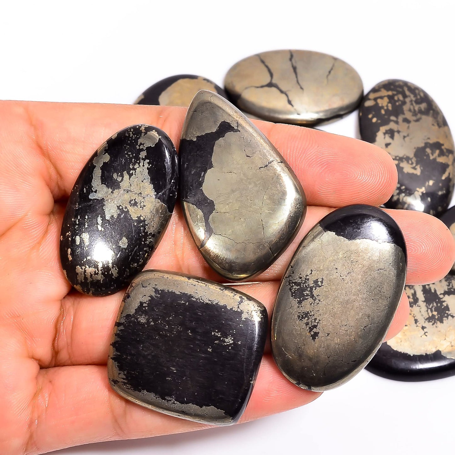 Natural Apache Gold Gemstone- Healing Crystals for DIY Jewelry Making -Loose Natural Cabochon -Perfect for Crafting Unique Jewelry Designs (5 pcs, 25-35 mm)