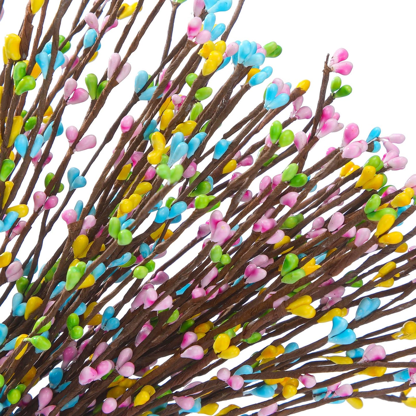 Juinte 20 Packs Easter Berry Garland Artificial Sprays Wire Spring Pip Berry Decorative Garland Picks Floral Pip Picks Stems for Easter Crafts Floral Arrangement Wreath Making