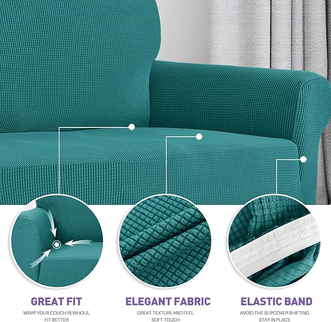 ZNSAYOTX Stretch Oversized Couch Cover Universal Sofa Covers for Living Room Dogs Pet Furniture Protector Spandex Extra Large Sofa Slipcovers with Anti Slip Foam Sticks (Peacock Teal, XL Sofa)