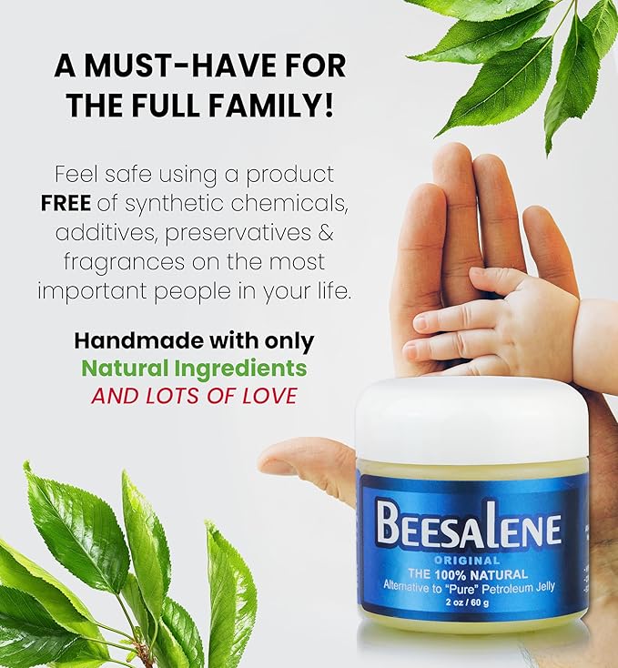 Beesalene Original Unpetroleum - 100% Natural & Hypoallergenic Alternative to Petroleum Jelly - Lips, Hands, Baby, Makeup Remover and More (2 Ounce)