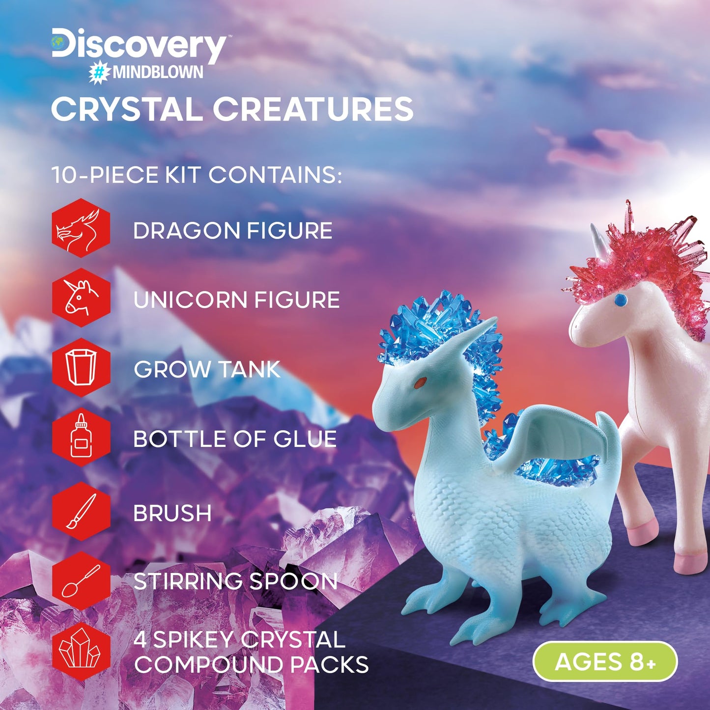 Discovery™ Dragon & Unicorn Crystal Grow Kit, DIY STEM Activity Set, Educational Arts & Crafts for Kids, Children's Chemistry & Science Learning Toy, Fun & Safe Science Project Gift Ages 8+