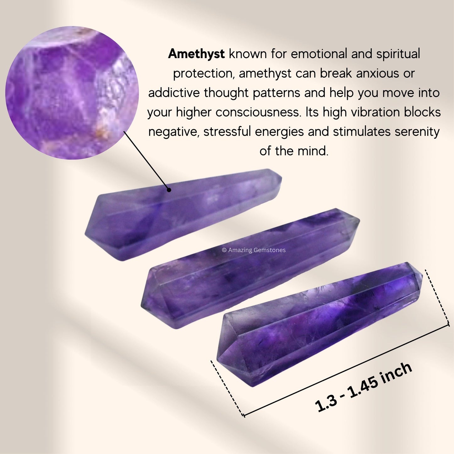 Amazing Gemstone Amethyst Crystal Points Bulk Healing Crystals and Stones - Pack of 3 Double Terminated Healing Wand Point Bulk Crystals for Crafts, Crystal Grid, DIY Work - Premium Crystals