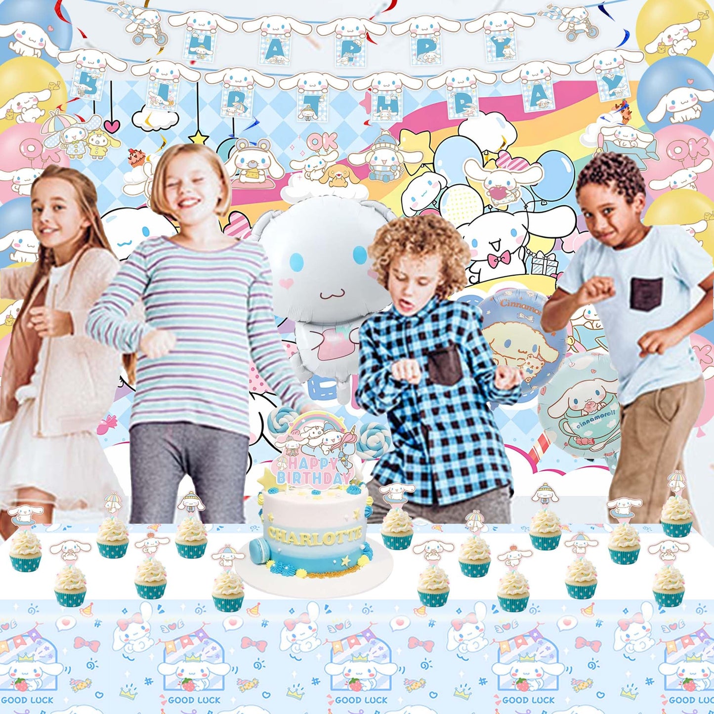 Birthday Party Decorations, Party Supplies Include Banner, Backdrop, latex Balloons, Hanging Swirls, Foil Balloon, Cake Cupcake Toppers, Tablecloth