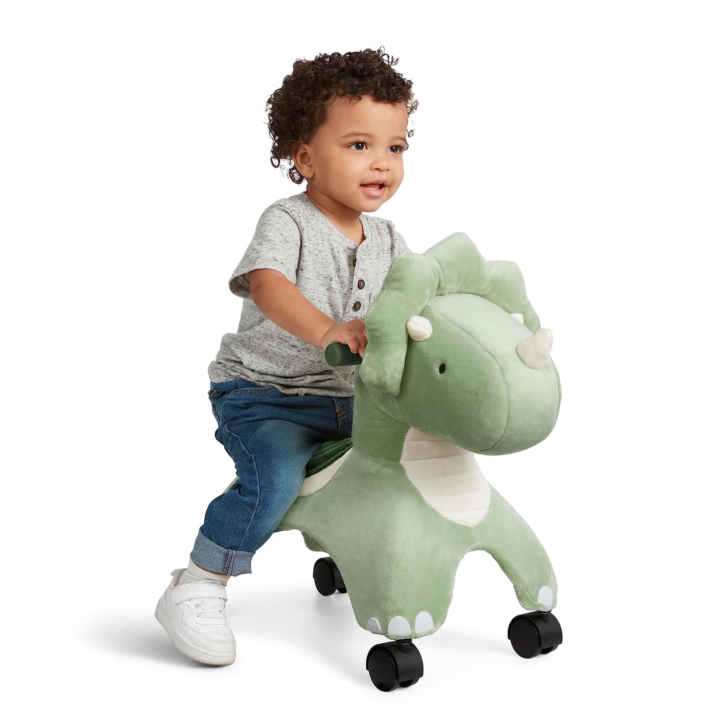 Radio Flyer Dash the Rolling Dinosaur Ride On, Ages 1-3, EZ-Glide 360-degree Wheels, Easy Grip Handles, Soft Plush Face, Ideal for Active and Imaginative Play, Toddler Ride On Toys
