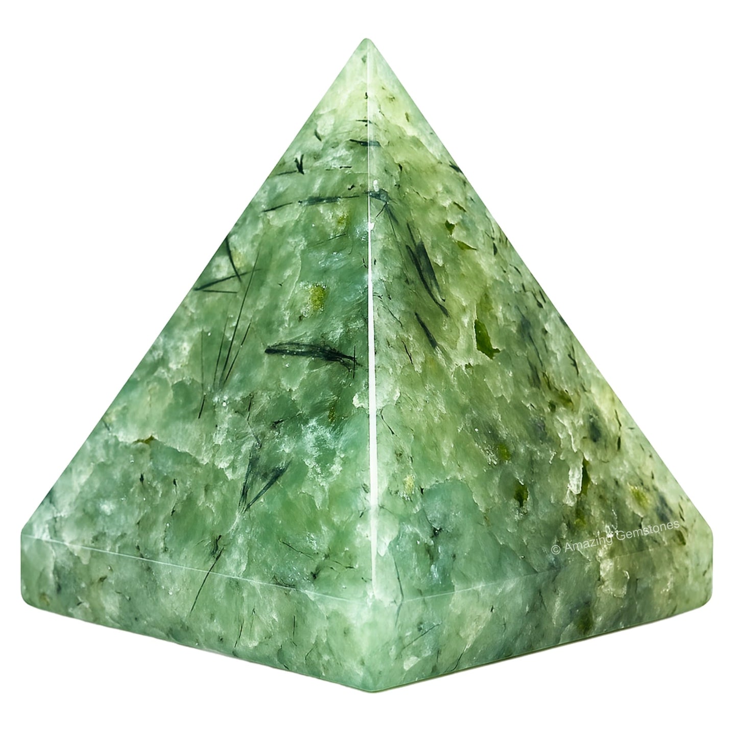 Prehnite Pyramid Crystal Healing Stones - 1.5" Great Pyramid Figurine of Natural Stone Pyramid for Meditation, Reiki, Chakra Balancing and Crystal Pyramids Grid