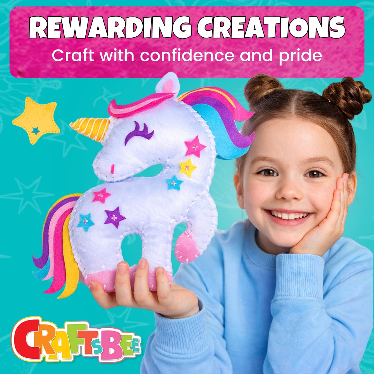 Magical Unicorn Sewing Kit for Girls 7+ - Create 5 Adorable Felt Animals & a Cozy Pillow - Fun, Easy, and Educational DIY Craft
