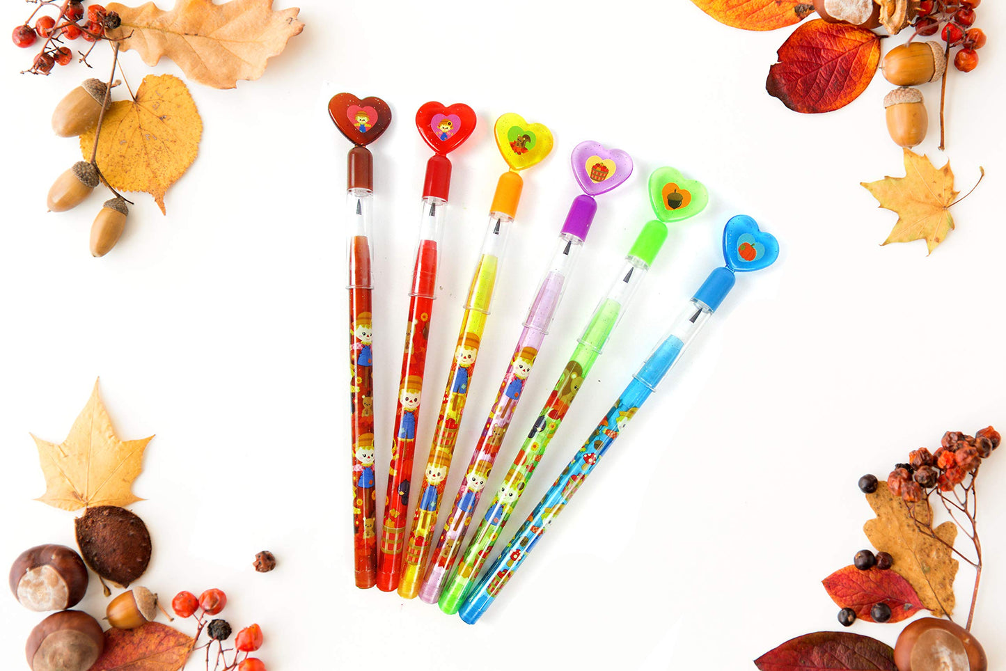 TINYMILLS 24 Pcs Fall Harvest Autumn Thanksgiving Multi Point Pencils Party Favors Goodie Bag Stuffers Carnival Prize Classroom Rewards