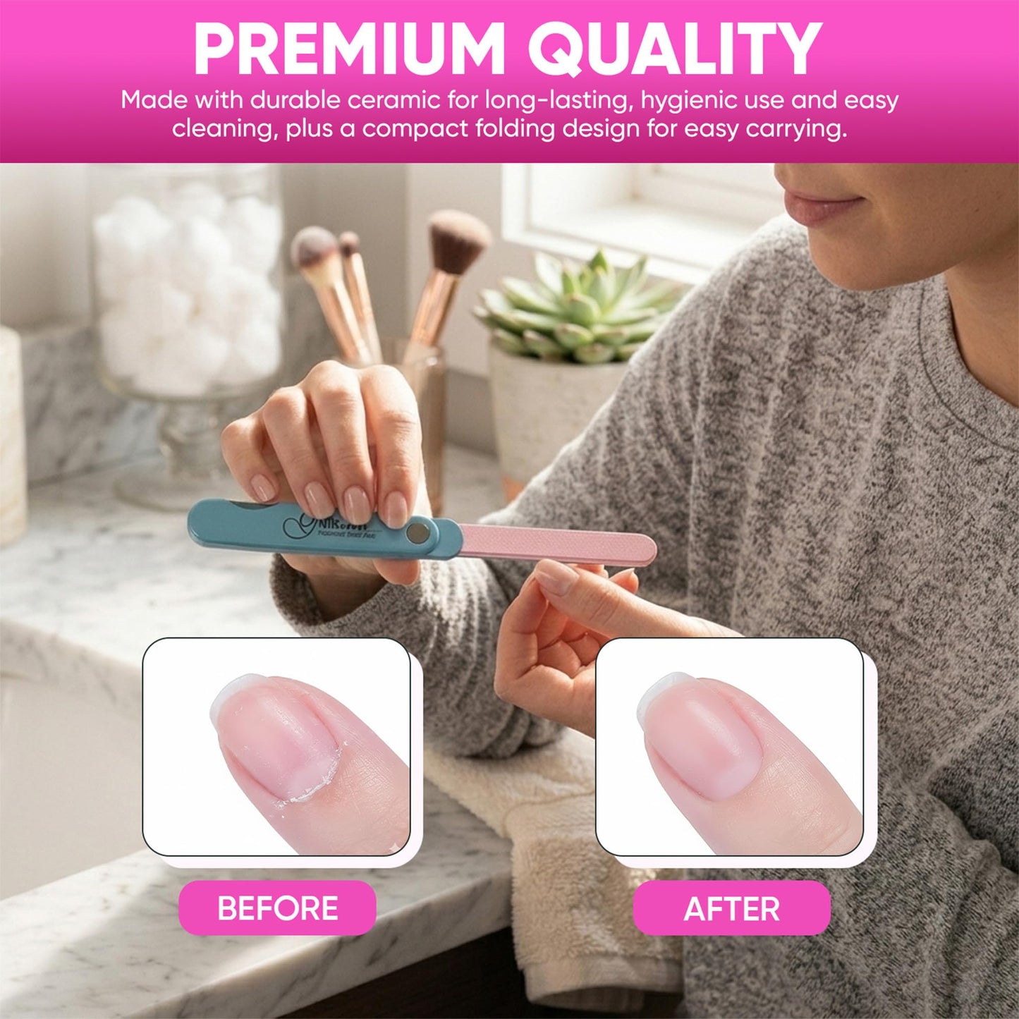 YNR Professional Nail File and Buffer Set with Emery Boards for Natural Nails - Mini Nail Files for Fingernails & Toenails - Durable Nail Buffer for Shaping, Smoothing. Shining & Gentle Buffing