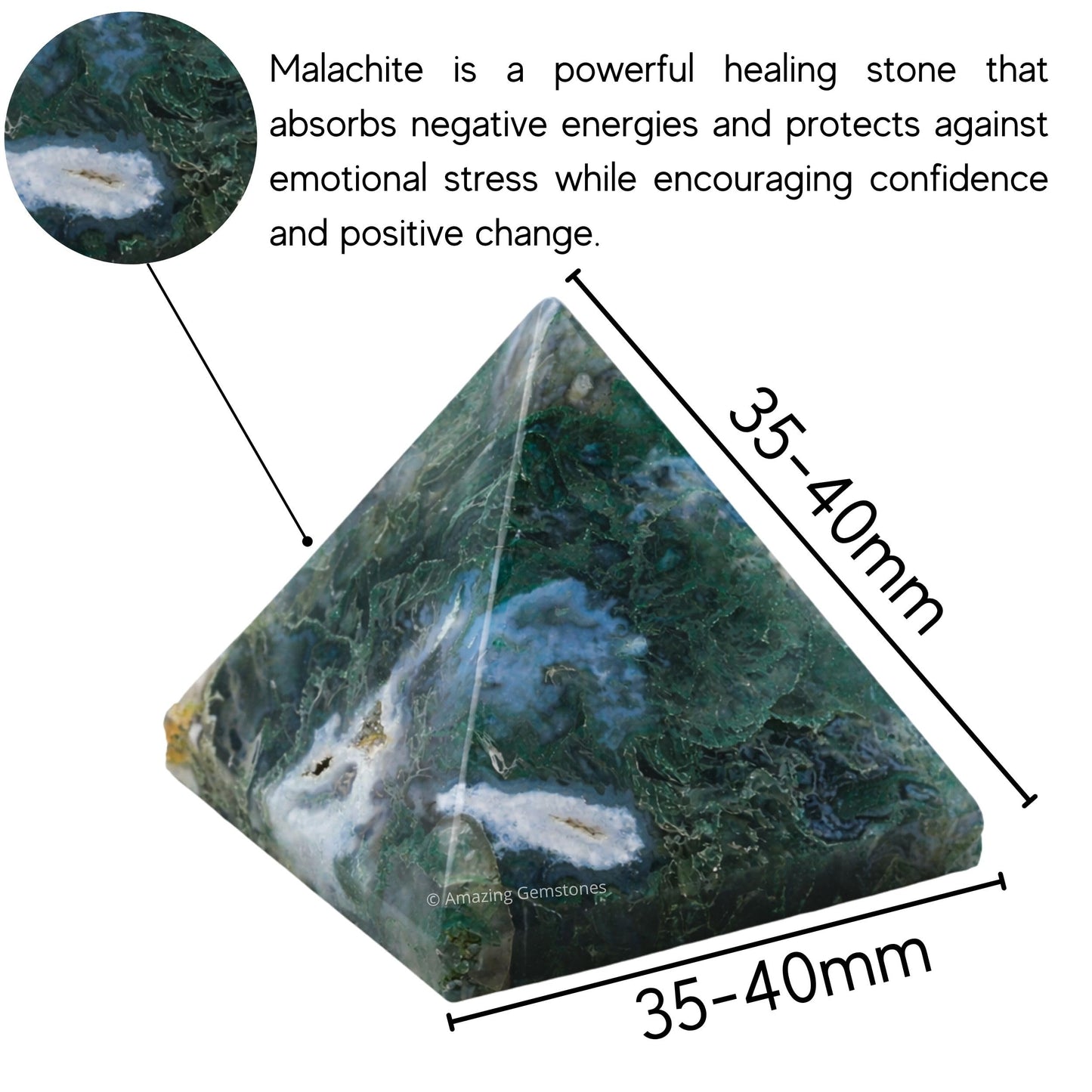 Amazing Gemstone Moss Agate Pyramid Crystal Healing Stones - 1.5" Great Pyramid Figurine of Natural Stone Pyramid for Meditation, Reiki, Chakra Balancing and Crystal Pyramids Grid