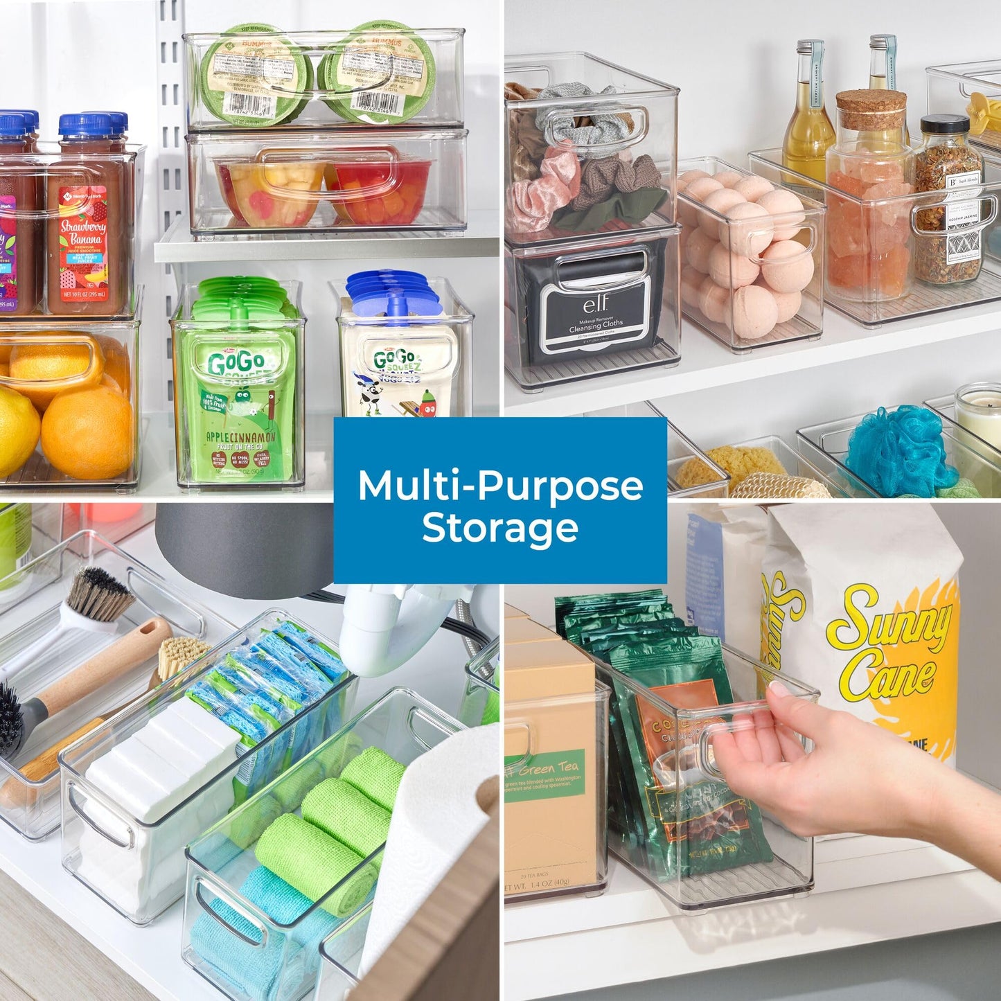 iDesign Slim Clear Plastic Stackable Storage Bin, Tall Narrow Organizer for Kitchen or Pantry