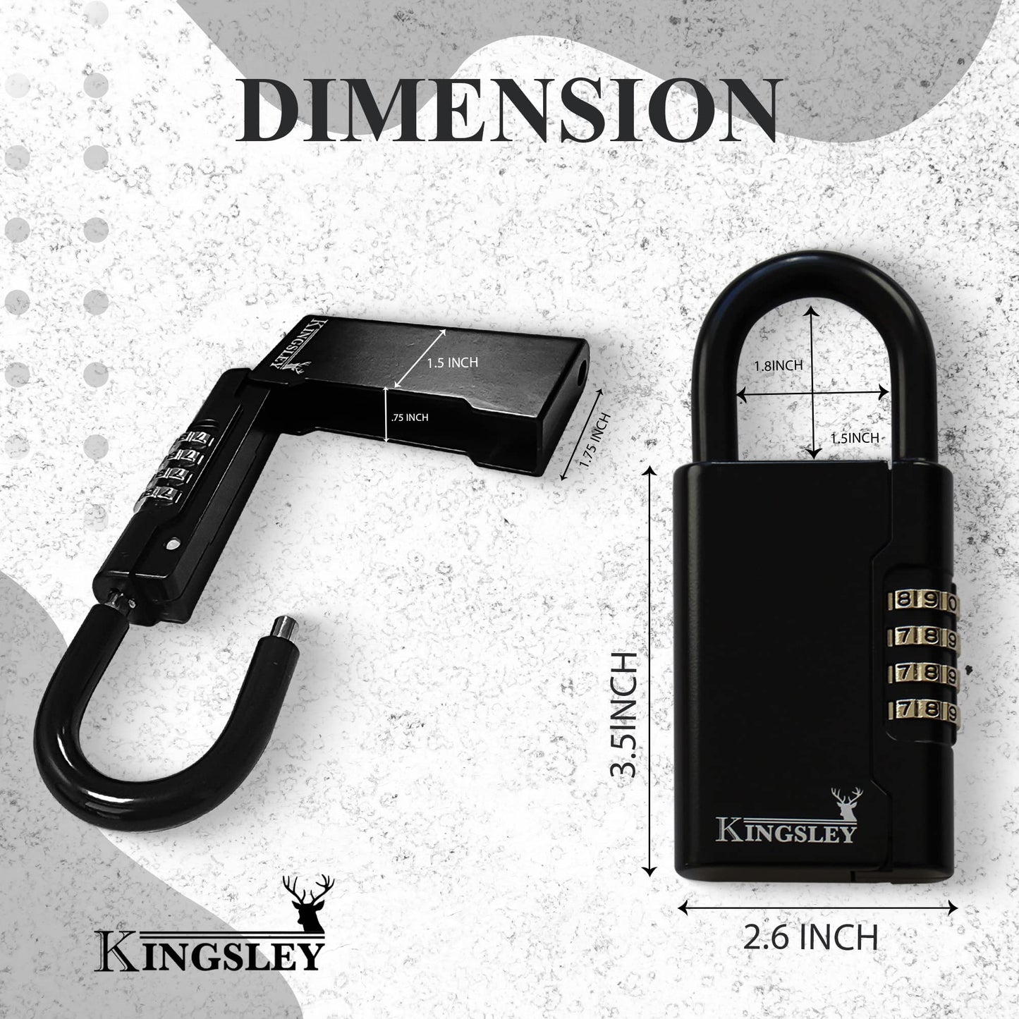 Kingsley Guard-a-Key Black Realtor's Lockbox Portable Resettable Hanging Key Safe Combination Lock Box for House Keys, Realtors, Vacation Rentals, Black