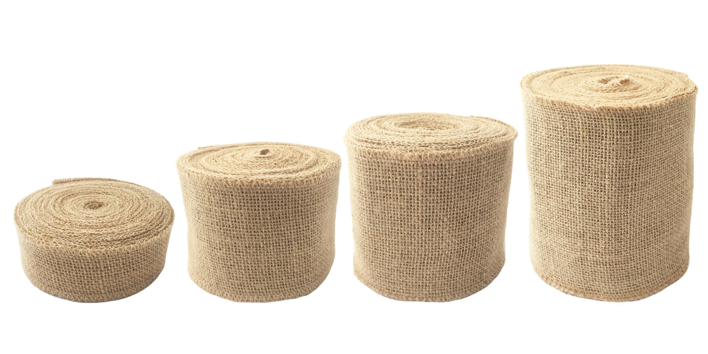 LWR CRAFTS Natural Burlap Ribbon 3-1/8 Inch x 32 Feet - Jute Fabric Webbing for Floral Arrangements, Gift Wrapping, Wreaths, DIY Crafts & Wedding Décor