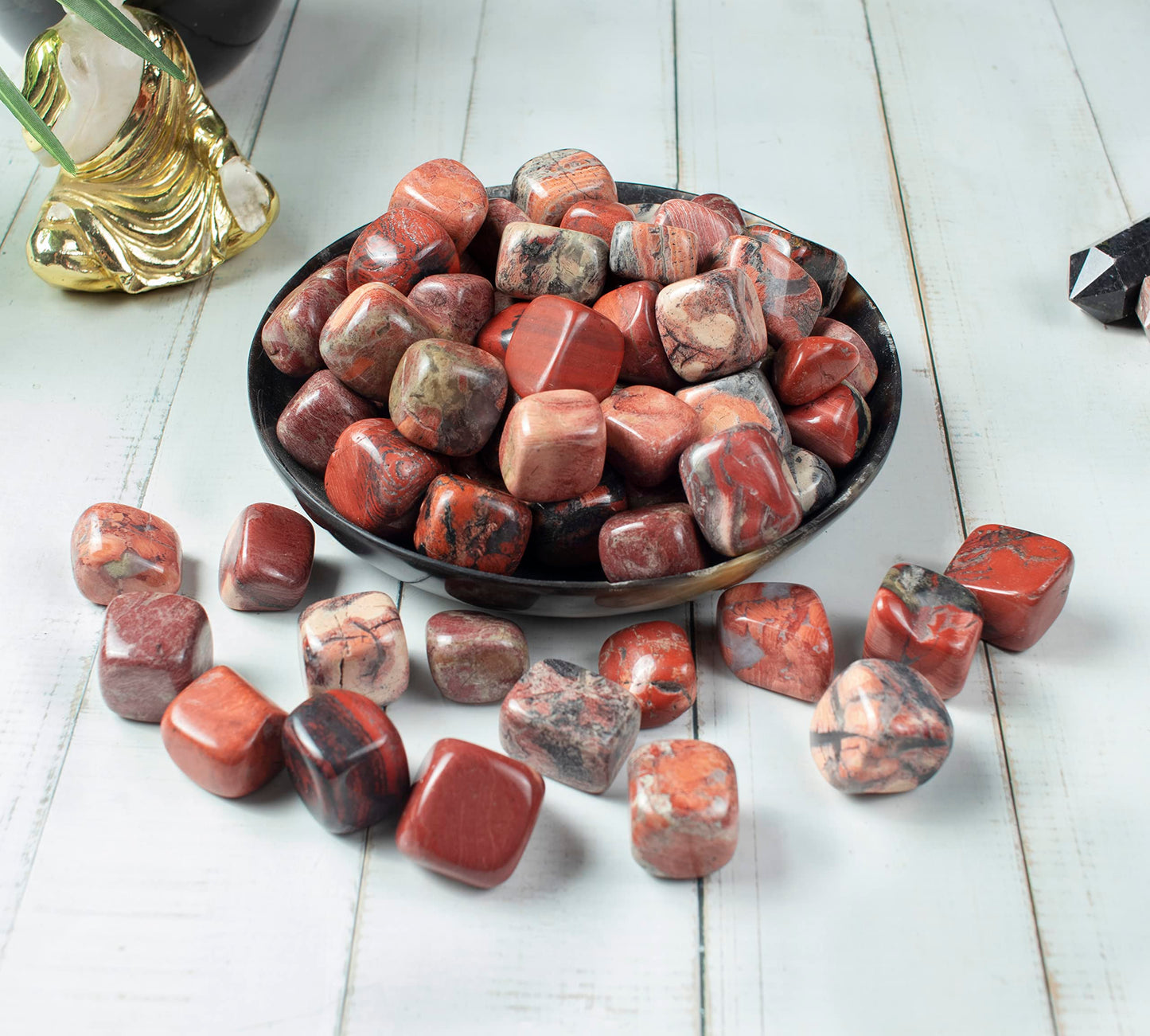 "Crocon 1LB Noreena Jasper Tumbled Stones and Crystals Bulk 2000+ Carats Natural Crystal Kit for Reiki Healing Crystal Polished, Tumble Stones, Chakra Balancing, Reiki Gift, Home Decor Size : 20mm "